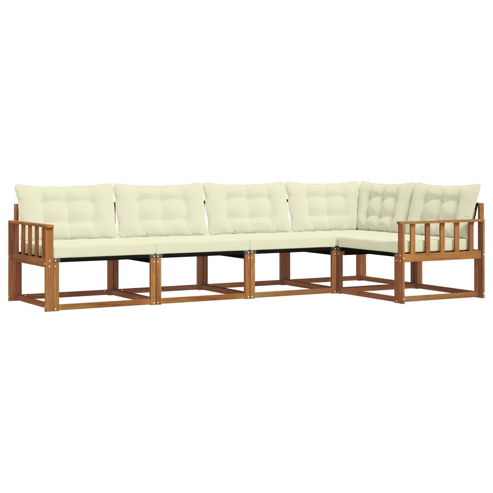 vidaXL Outdoor-Sofagarnitur mit Kissen 5 pcs Natur und Creme