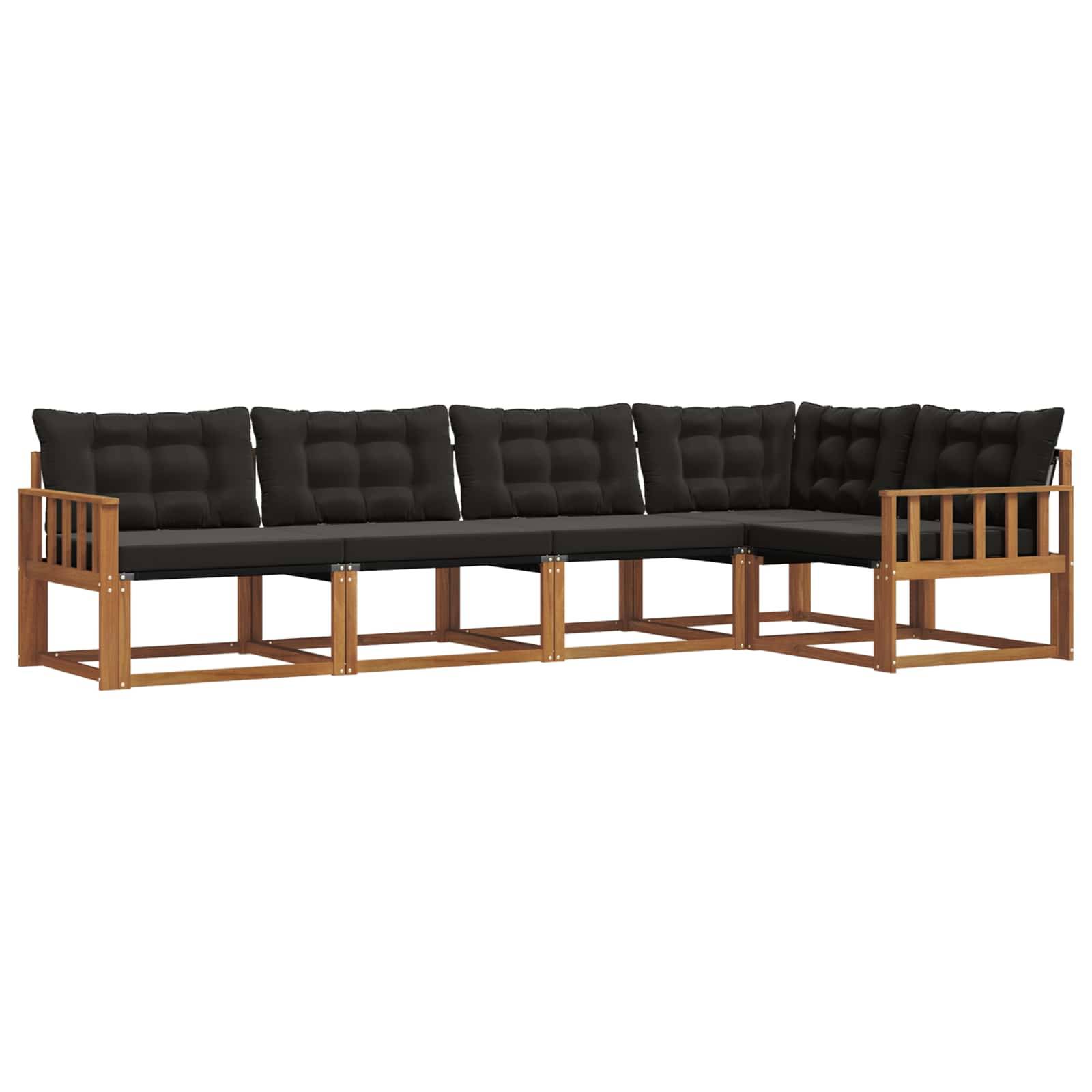 vidaXL Outdoor-Sofagarnitur mit Kissen 5 pcs Natürlich und Schwarz