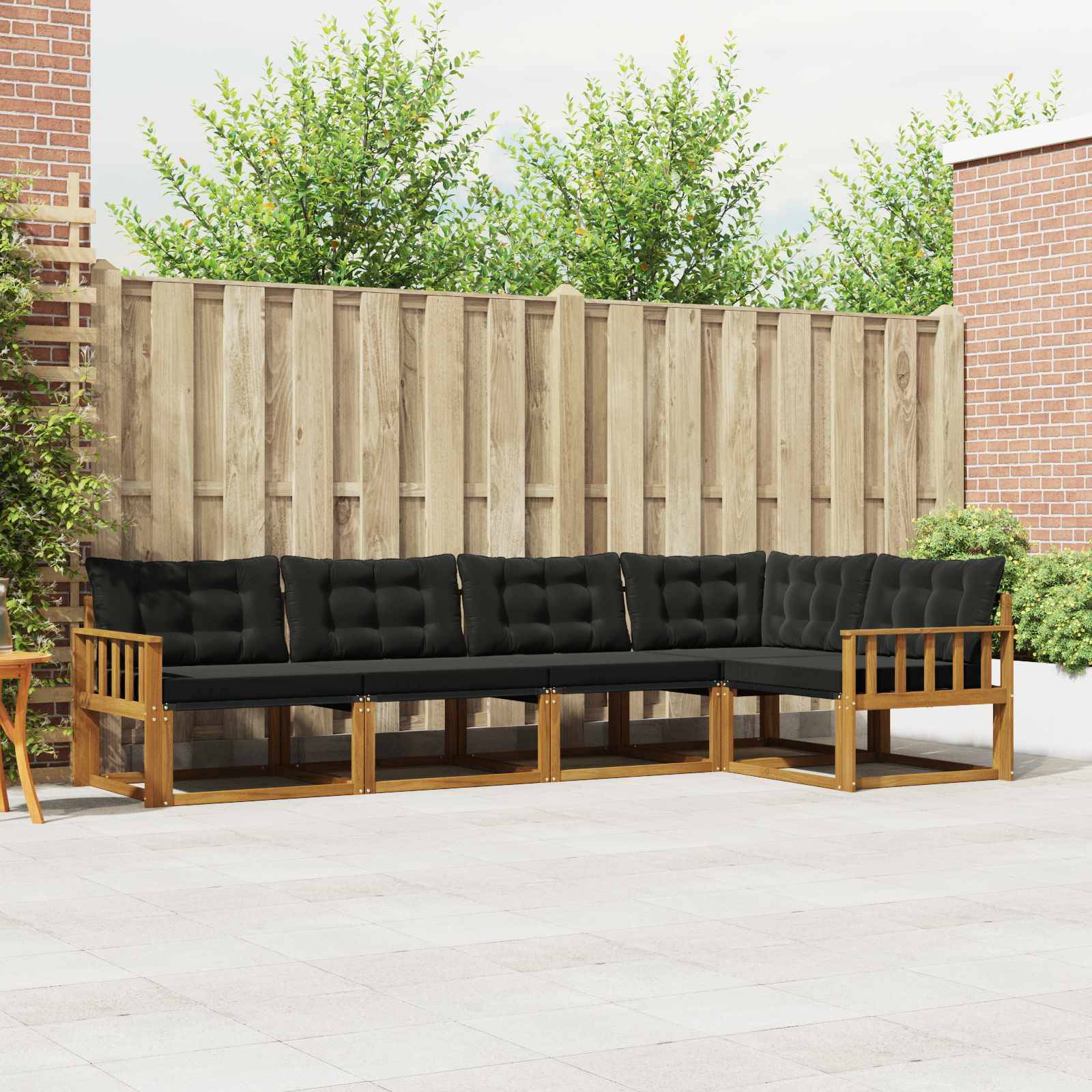 vidaXL Outdoor-Sofagarnitur mit Kissen 5 pcs Natürlich und Schwarz
