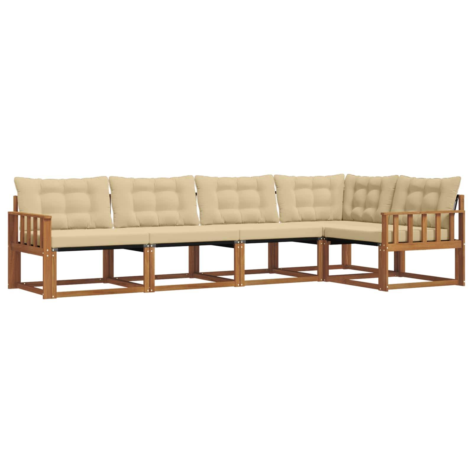 vidaXL Outdoor-Sofagarnitur mit Kissen 5 pcs Natur und Beige