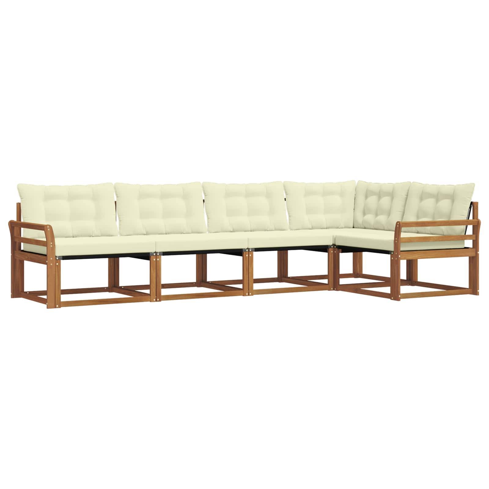 vidaXL Outdoor-Sofagarnitur mit Kissen 5 pcs Natur und Creme