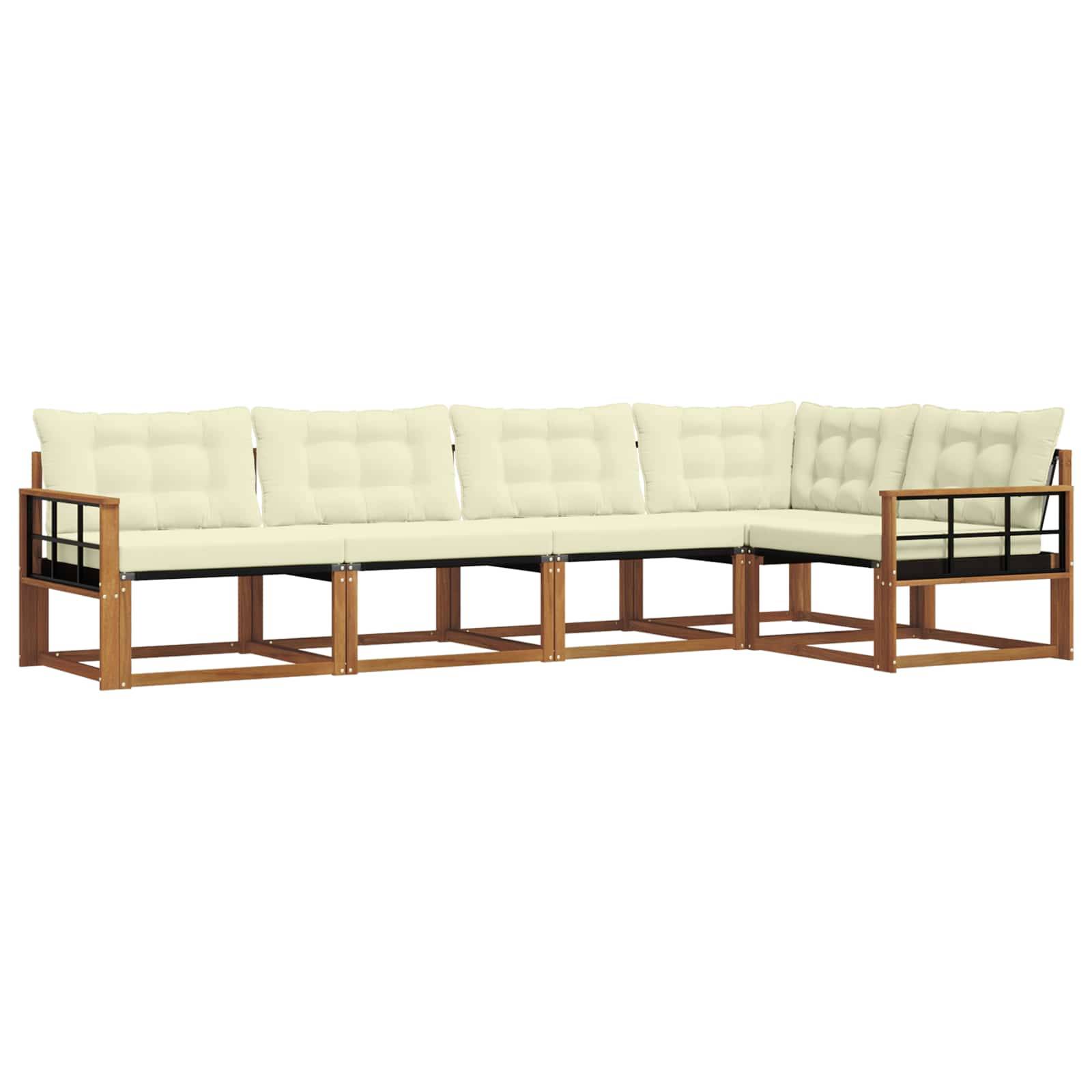 vidaXL Outdoor-Sofagarnitur mit Kissen 5 pcs Natur und Creme