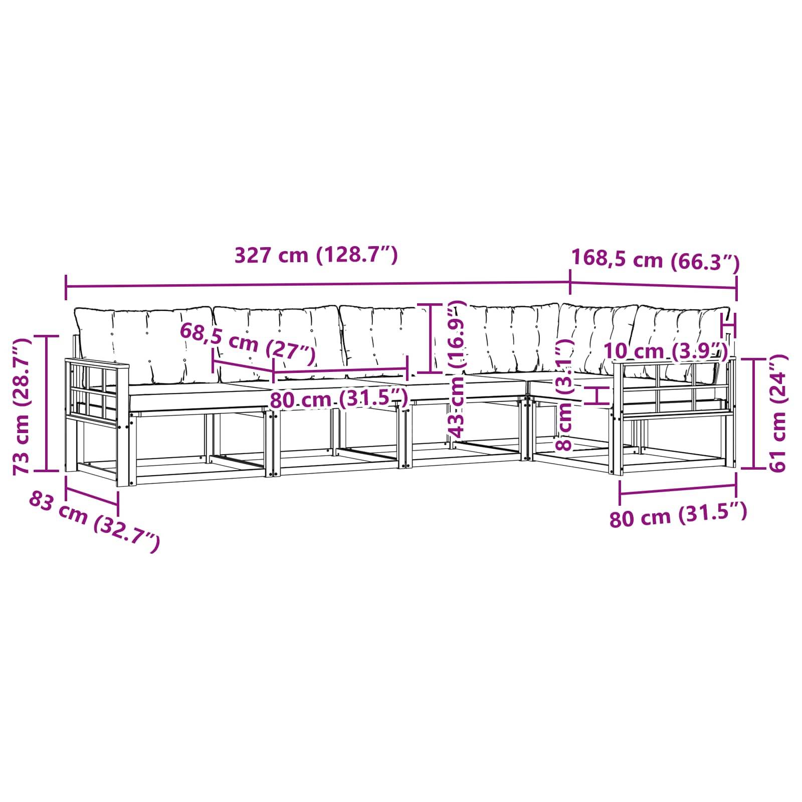 vidaXL Outdoor-Sofagarnitur mit Kissen 5 pcs Weiß und Hellgrau