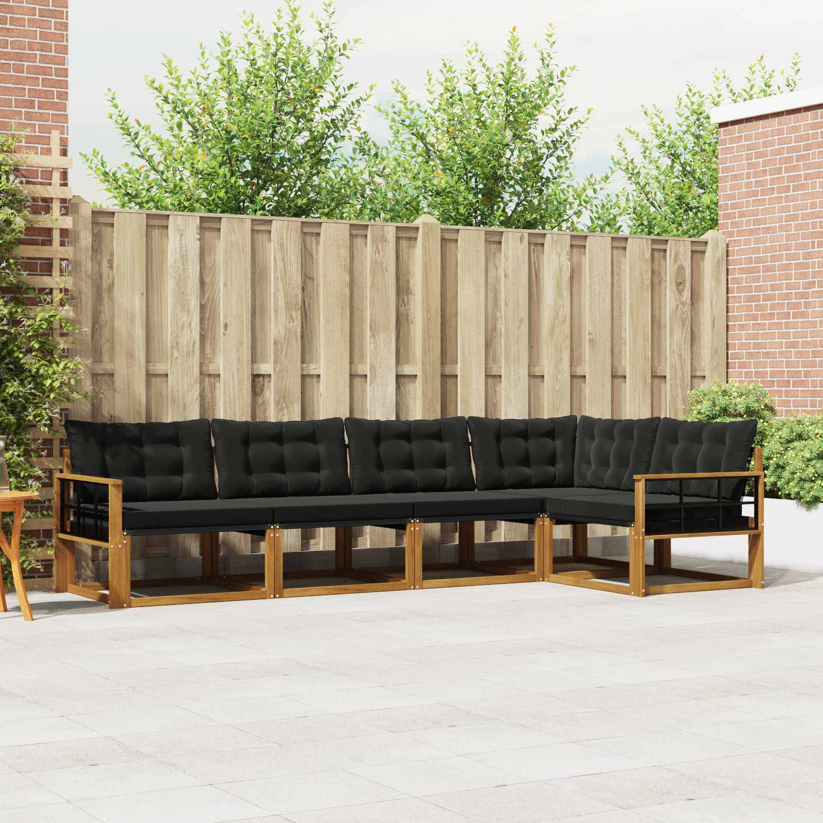 vidaXL Outdoor-Sofagarnitur mit Kissen 5 pcs Natürlich und Schwarz