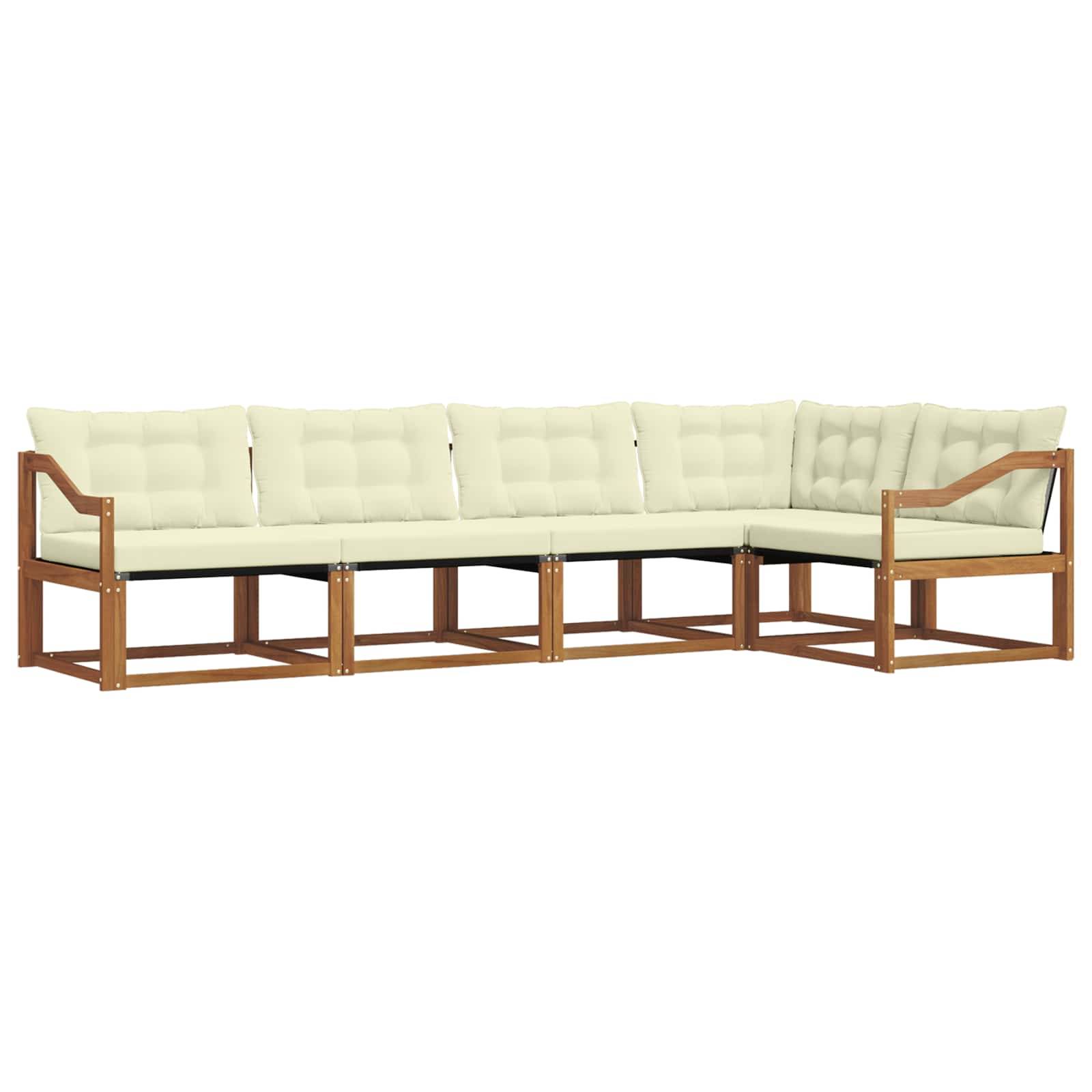 vidaXL Outdoor-Sofagarnitur mit Kissen 5 pcs Natur und Creme