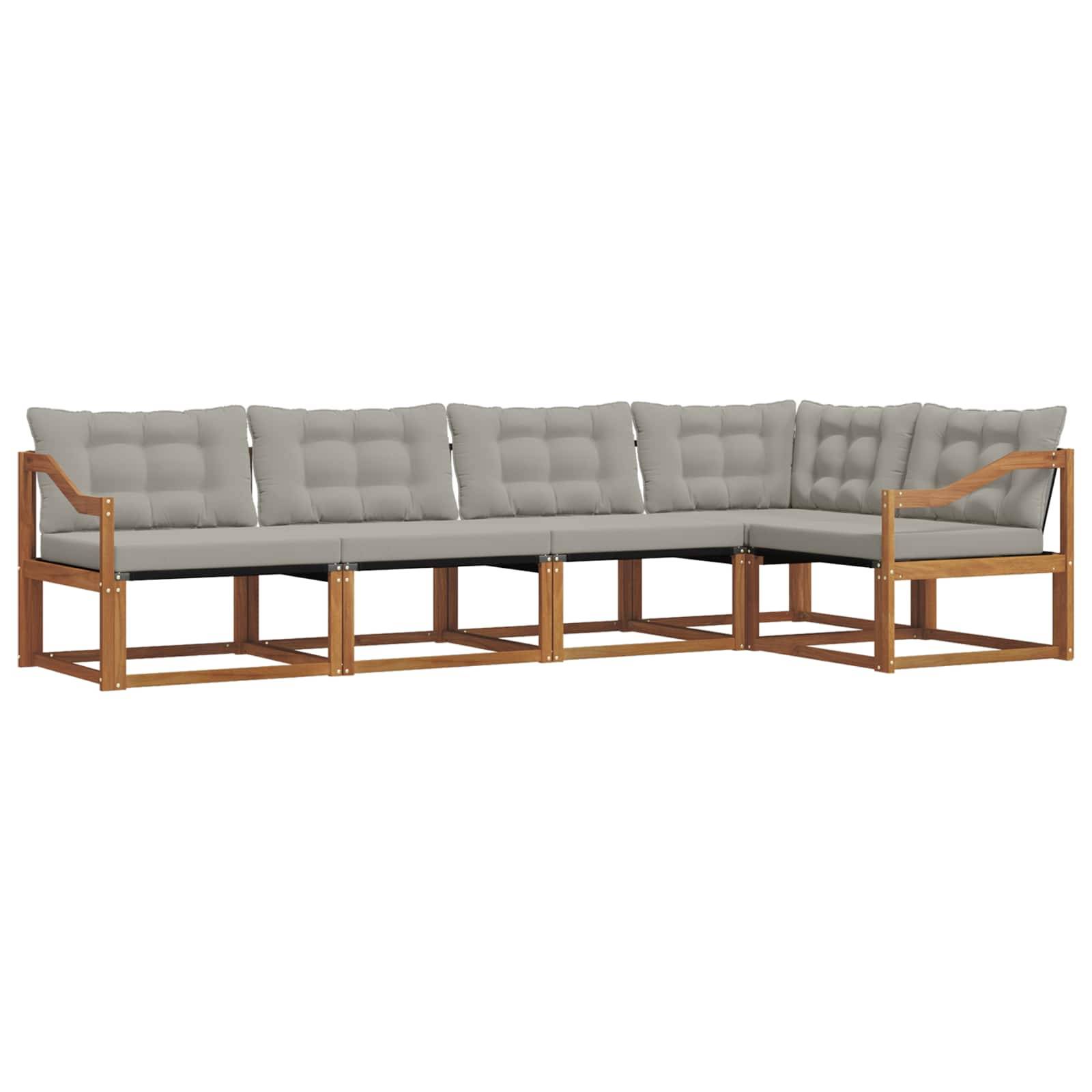 vidaXL Outdoor-Sofagarnitur mit Kissen 5 pcs Natürlich und Hellgrau