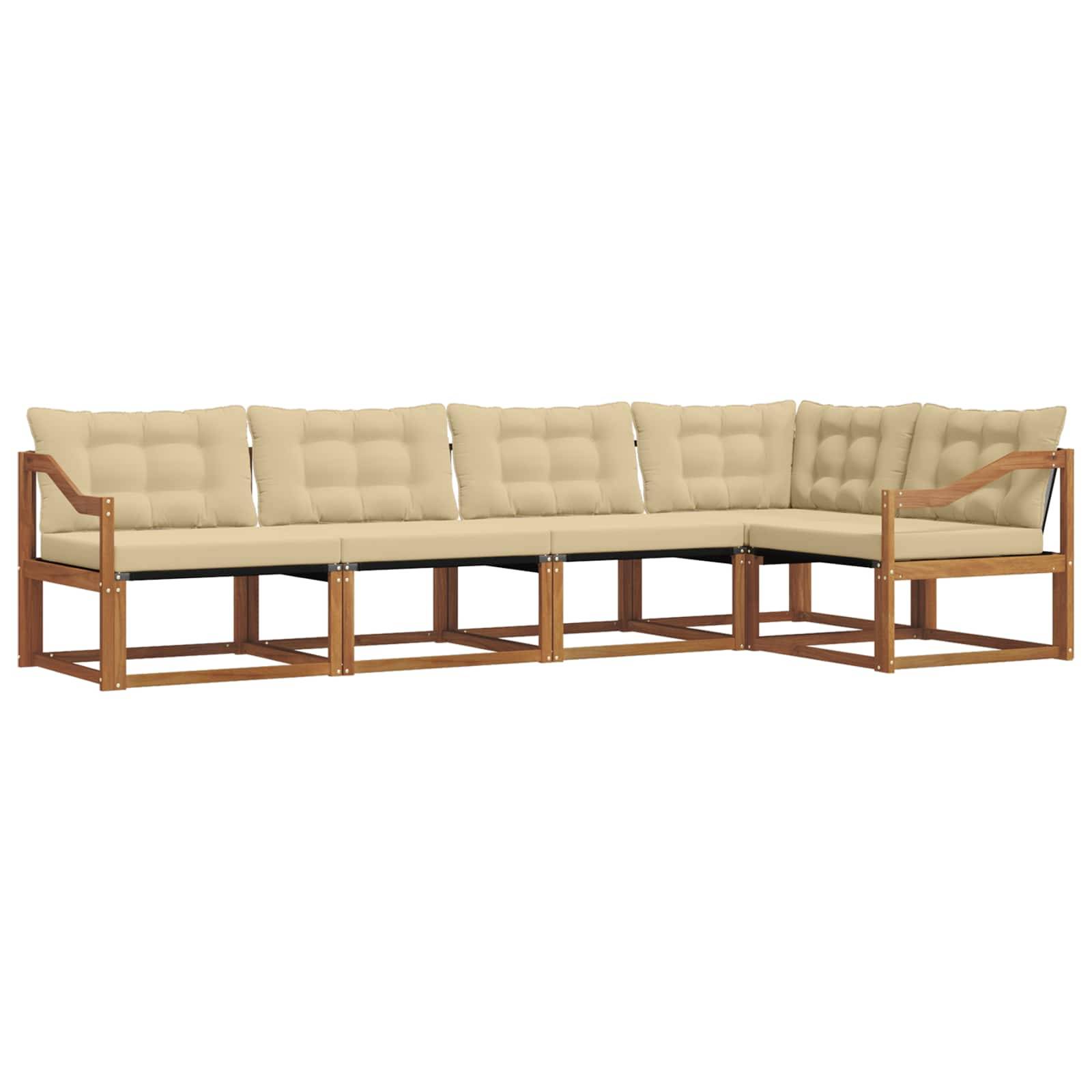 vidaXL Outdoor-Sofagarnitur mit Kissen 5 pcs Natur und Beige