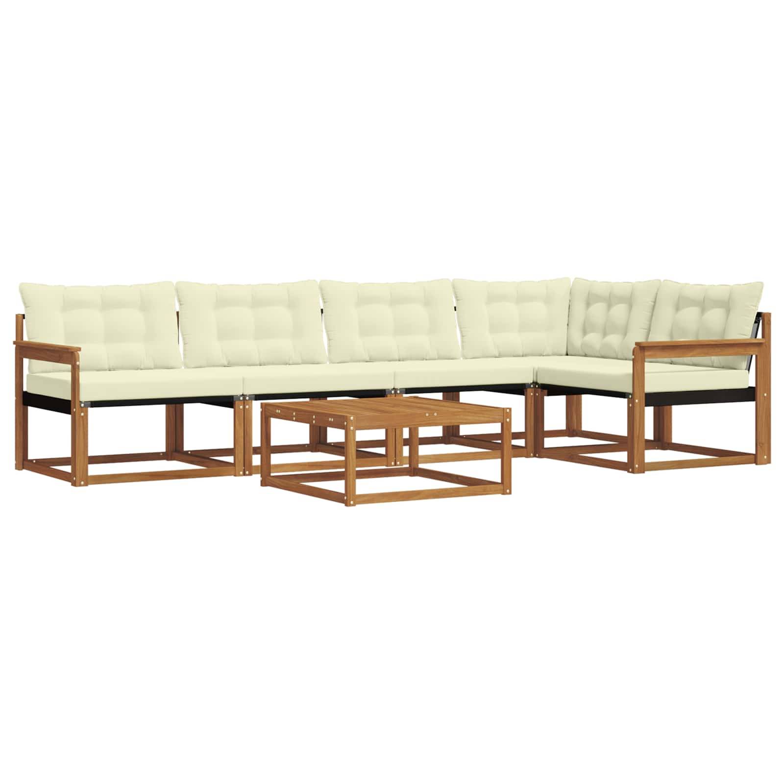 vidaXL Outdoor-Sofagarnitur mit Kissen 6 pcs Natur und Creme