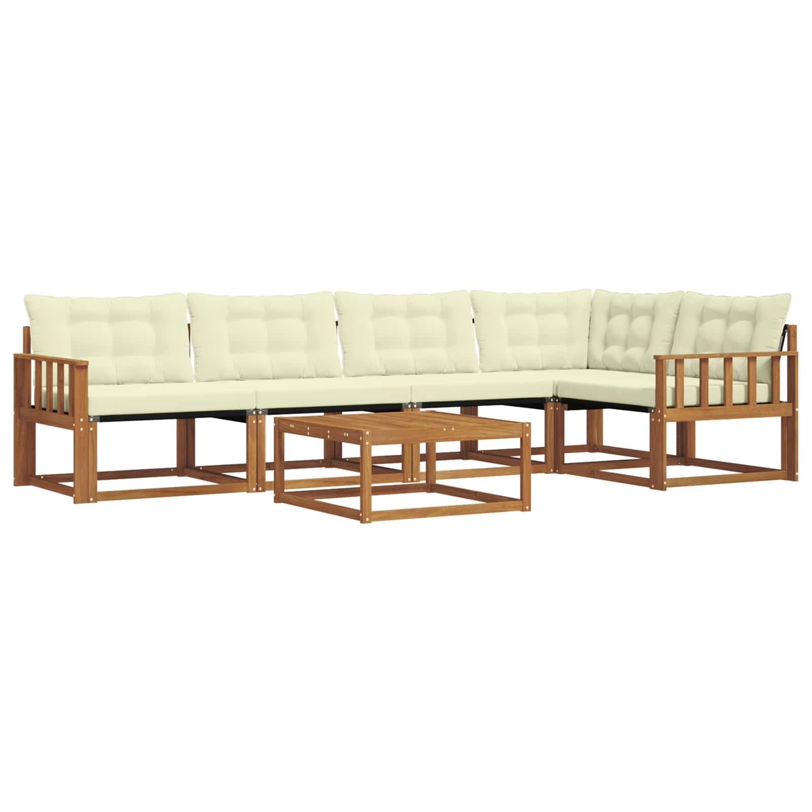 vidaXL Outdoor-Sofagarnitur mit Kissen 6 pcs Natur und Creme