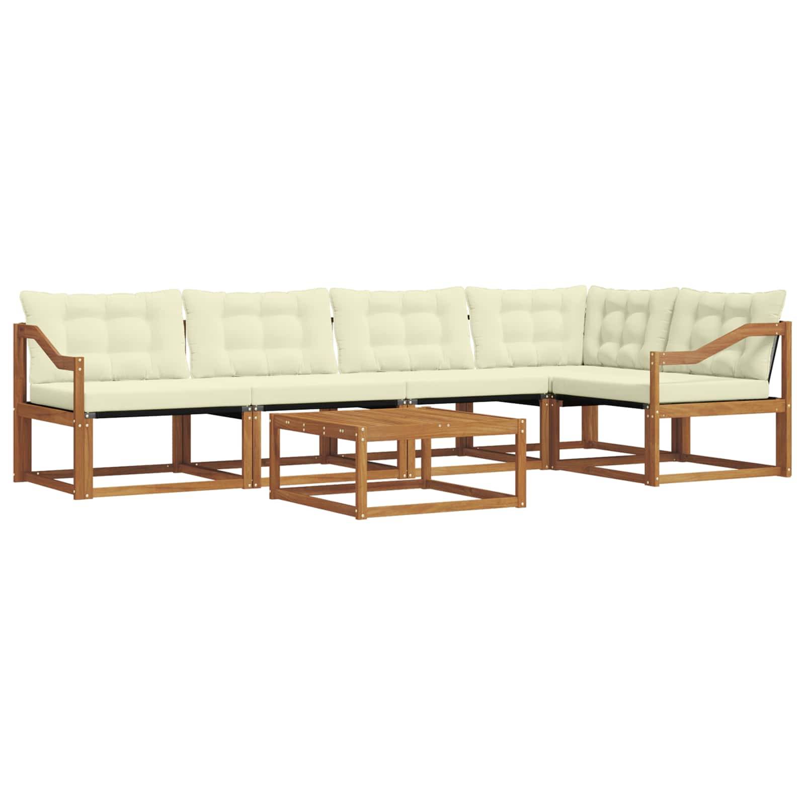 vidaXL Outdoor-Sofagarnitur mit Kissen 6 pcs Natur und Creme