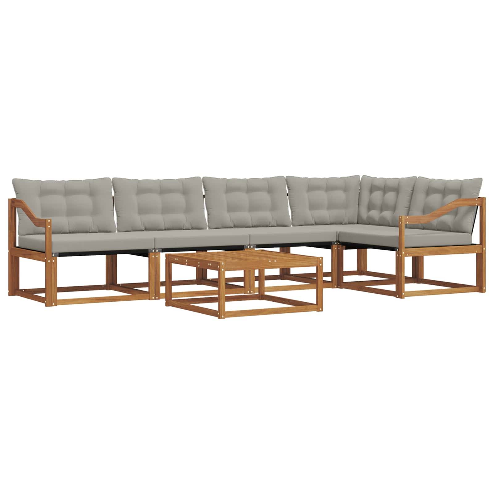 vidaXL Outdoor-Sofagarnitur mit Kissen 6 pcs Natürlich und Hellgrau