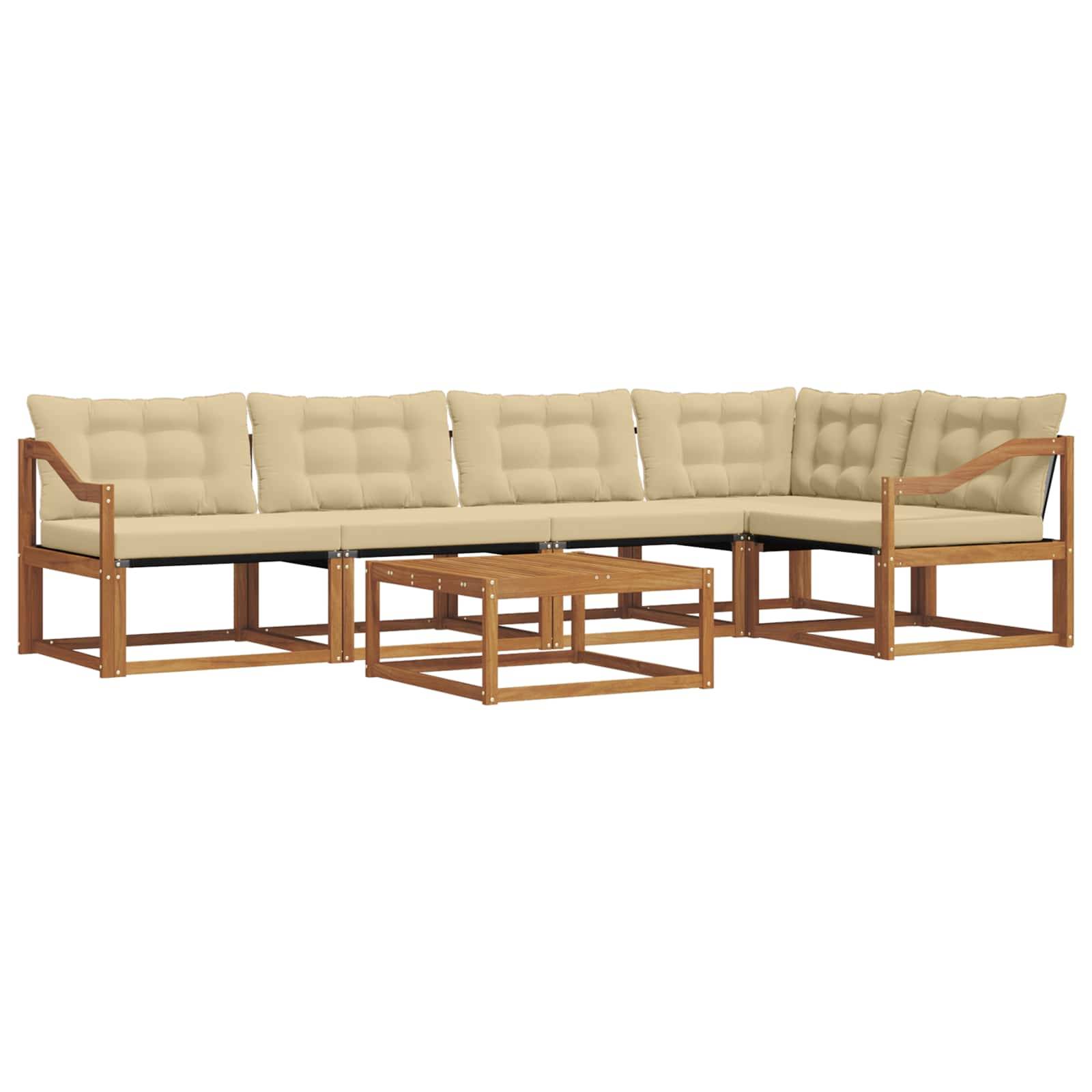 vidaXL Outdoor-Sofagarnitur mit Kissen 6 pcs Natur und Beige