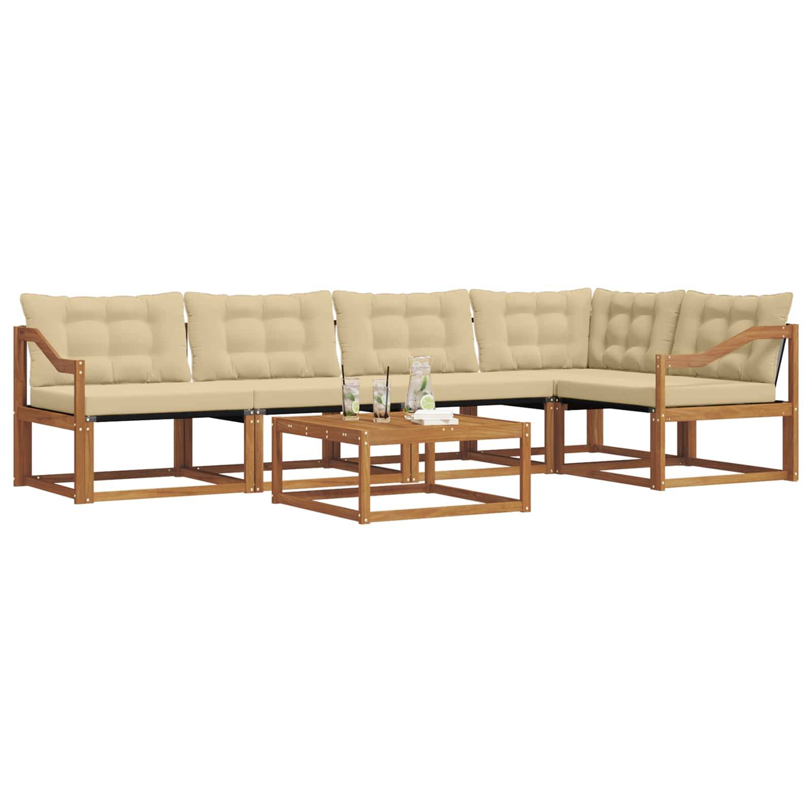 vidaXL Outdoor-Sofagarnitur mit Kissen 6 pcs Natur und Beige