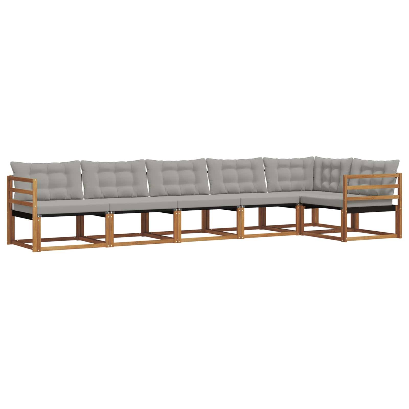 vidaXL Outdoor-Sofagarnitur mit Kissen 6 pcs Natürlich und Hellgrau