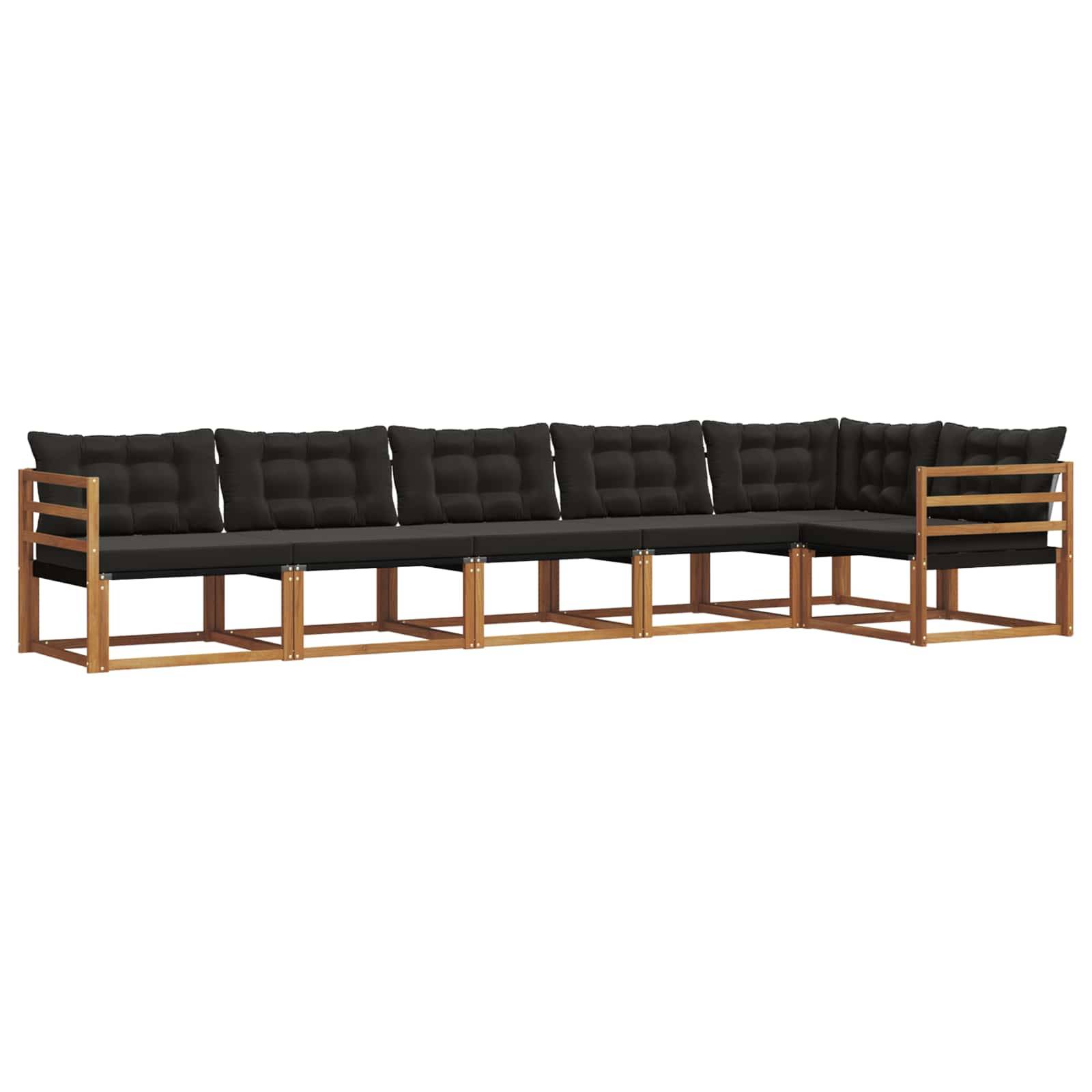 vidaXL Outdoor-Sofagarnitur mit Kissen 6 pcs Natürlich und Schwarz