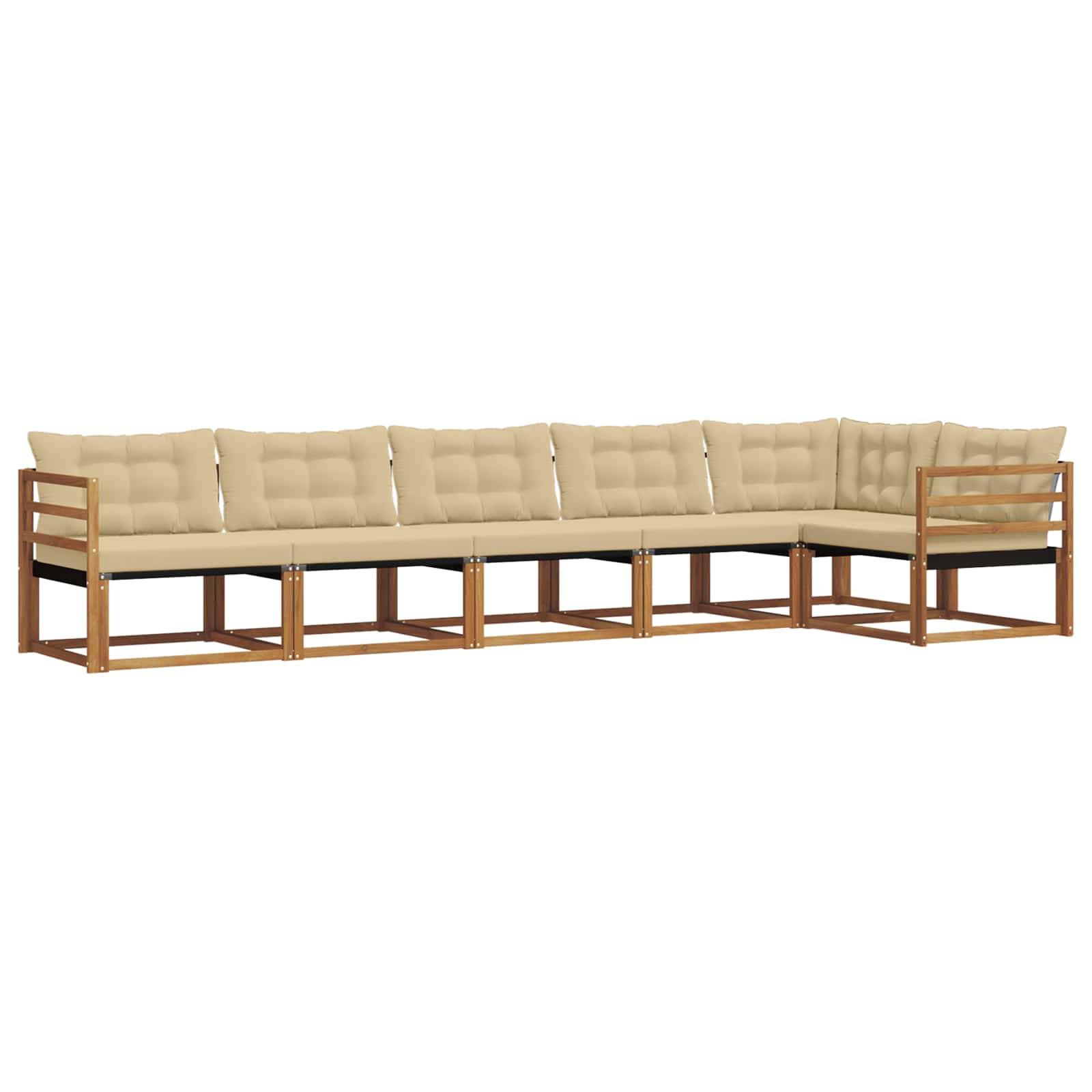 vidaXL Outdoor-Sofagarnitur mit Kissen 6 pcs Natur und Beige