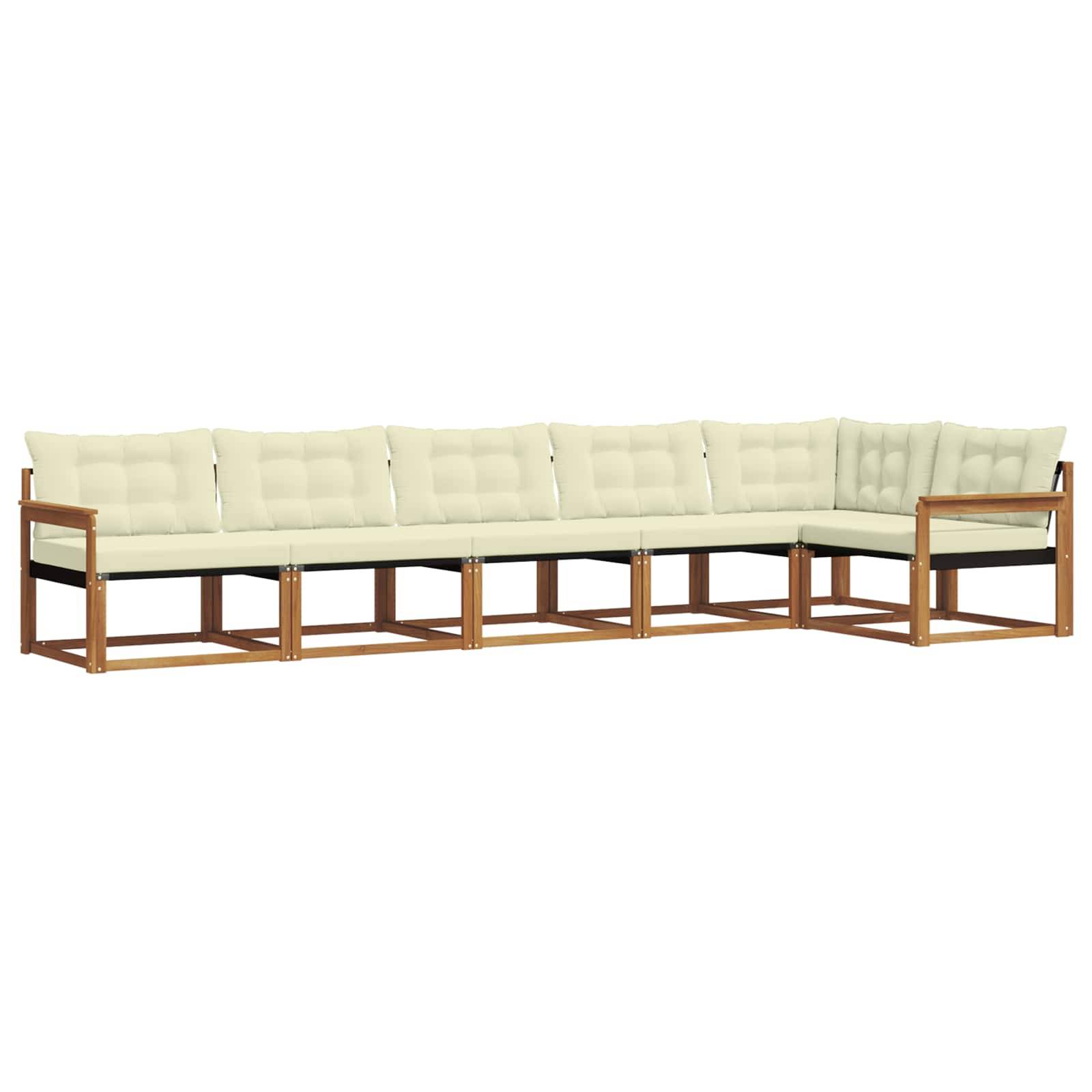 vidaXL Outdoor-Sofagarnitur mit Kissen 6 pcs Natur und Creme