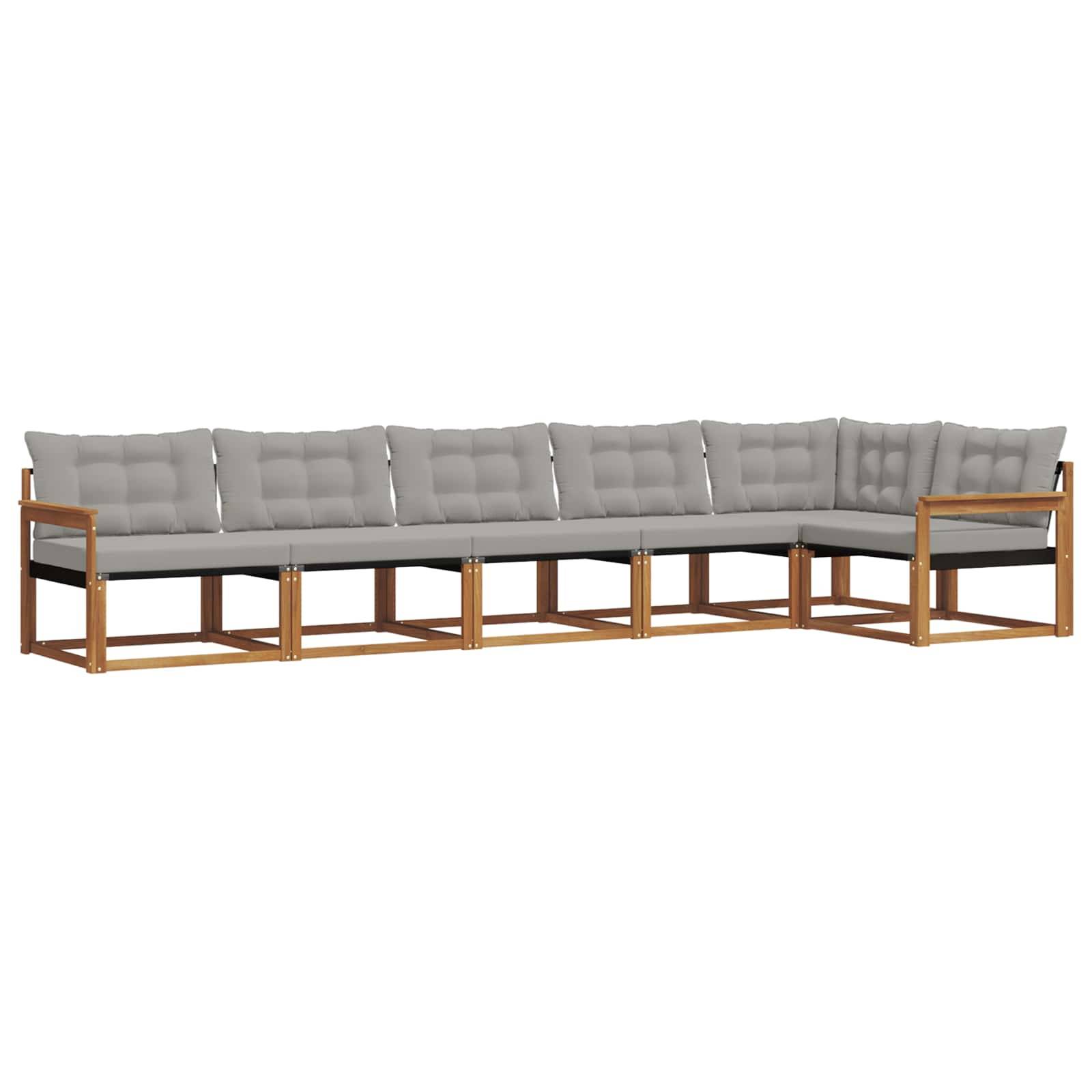 vidaXL Outdoor-Sofagarnitur mit Kissen 6 pcs Natürlich und Hellgrau