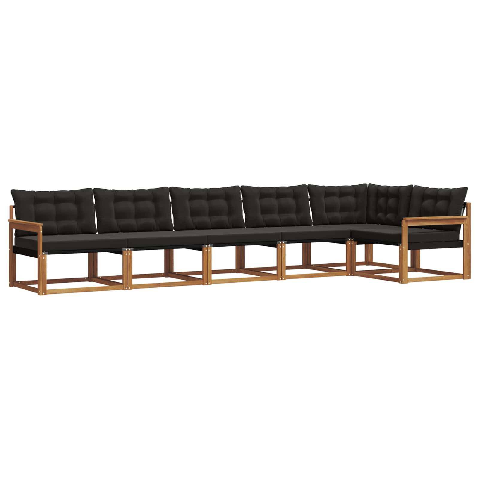 vidaXL Outdoor-Sofagarnitur mit Kissen 6 pcs Natürlich und Schwarz