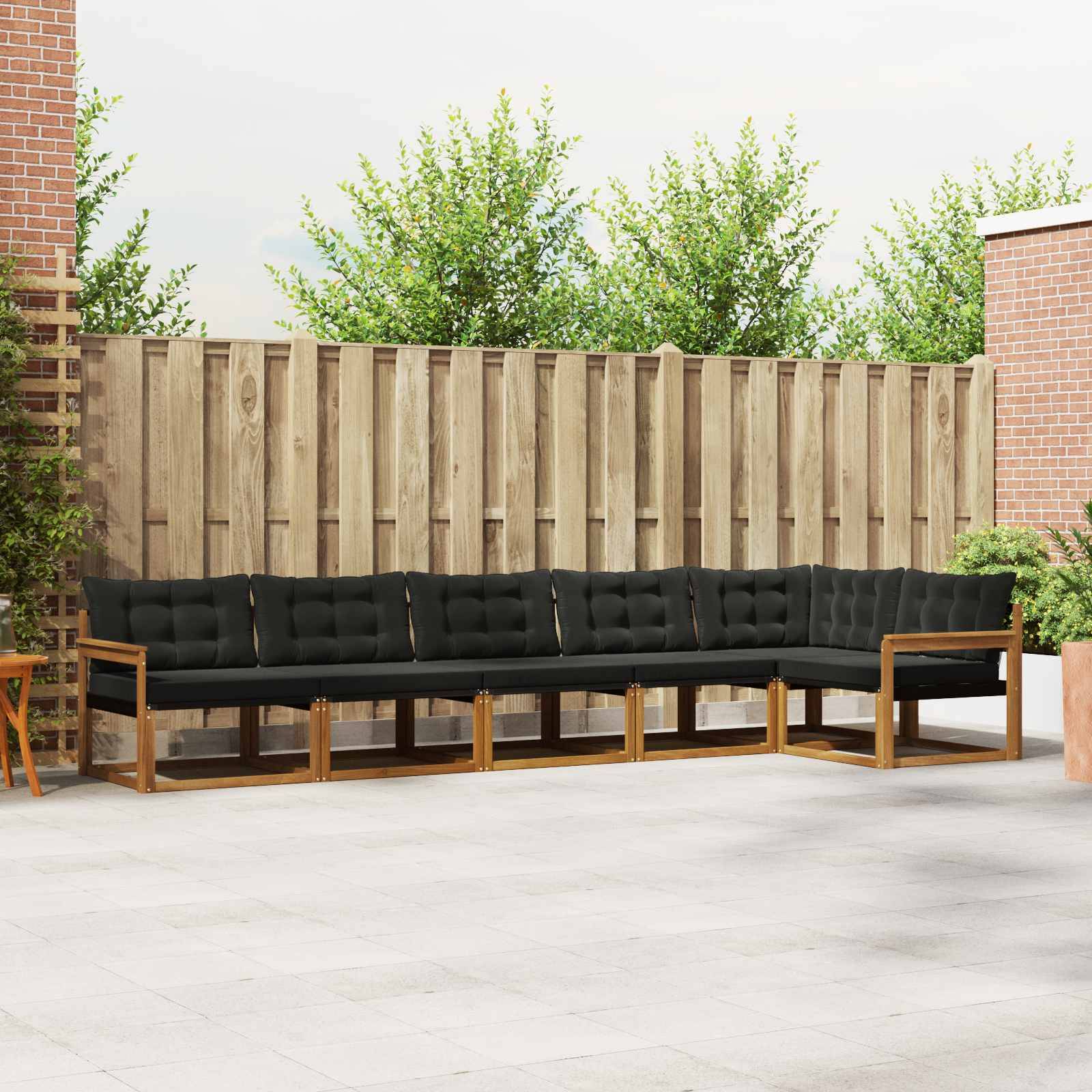 vidaXL Outdoor-Sofagarnitur mit Kissen 6 pcs Natürlich und Schwarz