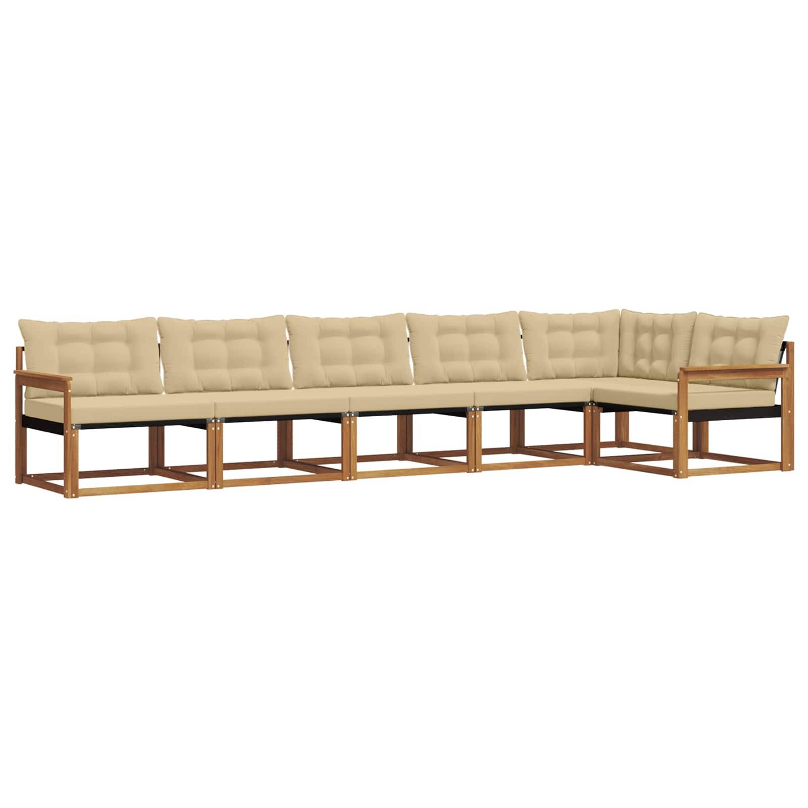 vidaXL Outdoor-Sofagarnitur mit Kissen 6 pcs Natur und Beige