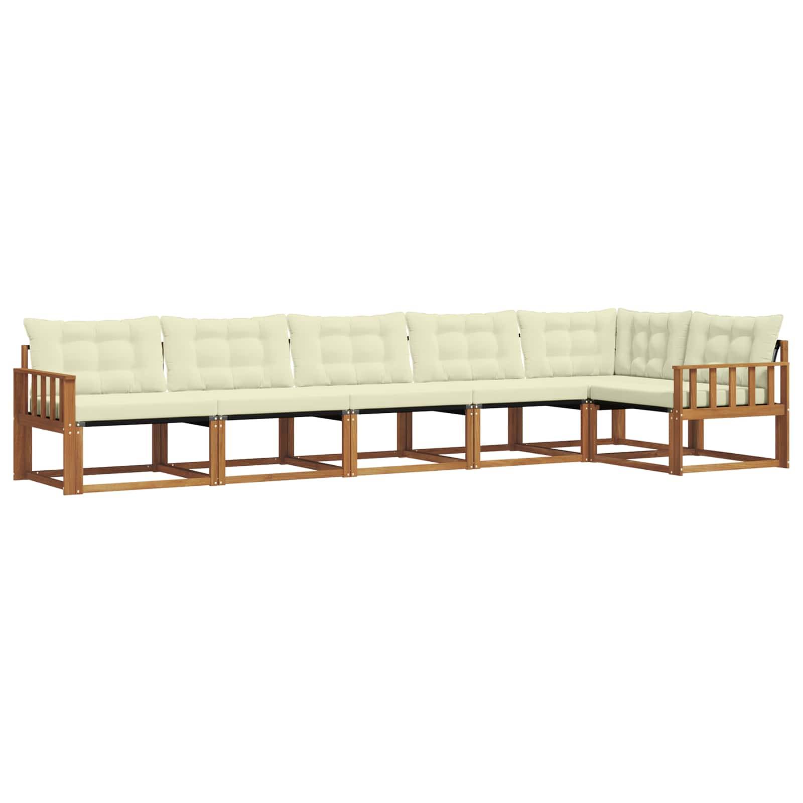 vidaXL Outdoor-Sofagarnitur mit Kissen 6 pcs Natur und Creme