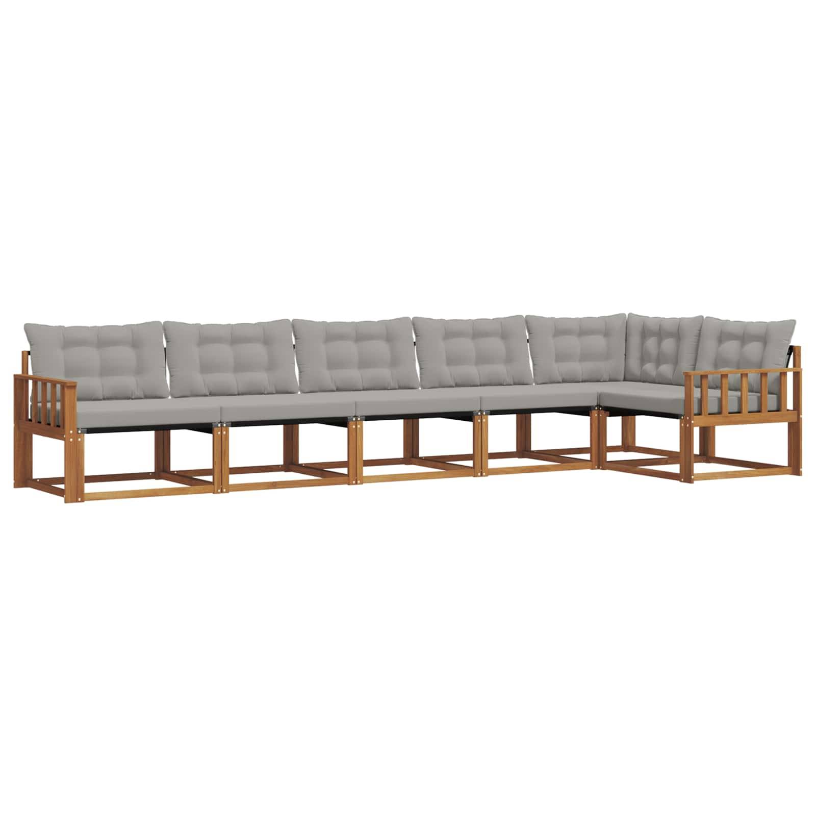 vidaXL Outdoor-Sofagarnitur mit Kissen 6 pcs Natürlich und Hellgrau