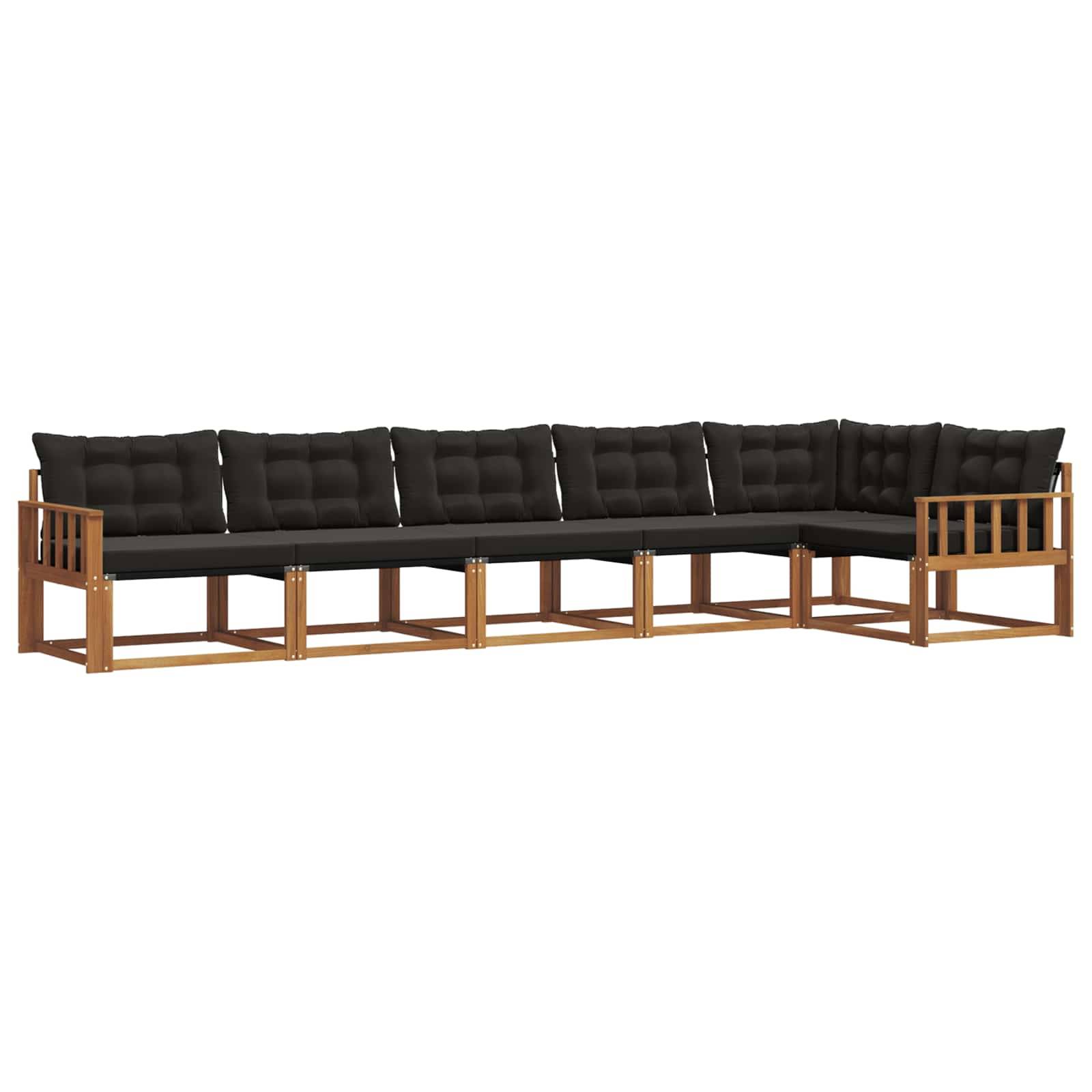 vidaXL Outdoor-Sofagarnitur mit Kissen 6 pcs Natürlich und Schwarz
