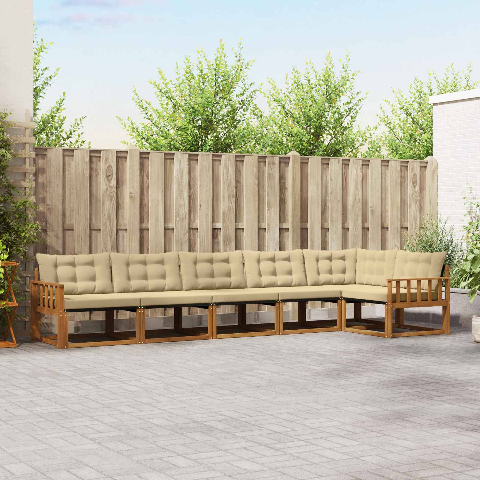 vidaXL Outdoor-Sofagarnitur mit Kissen 6 pcs Natur und Beige