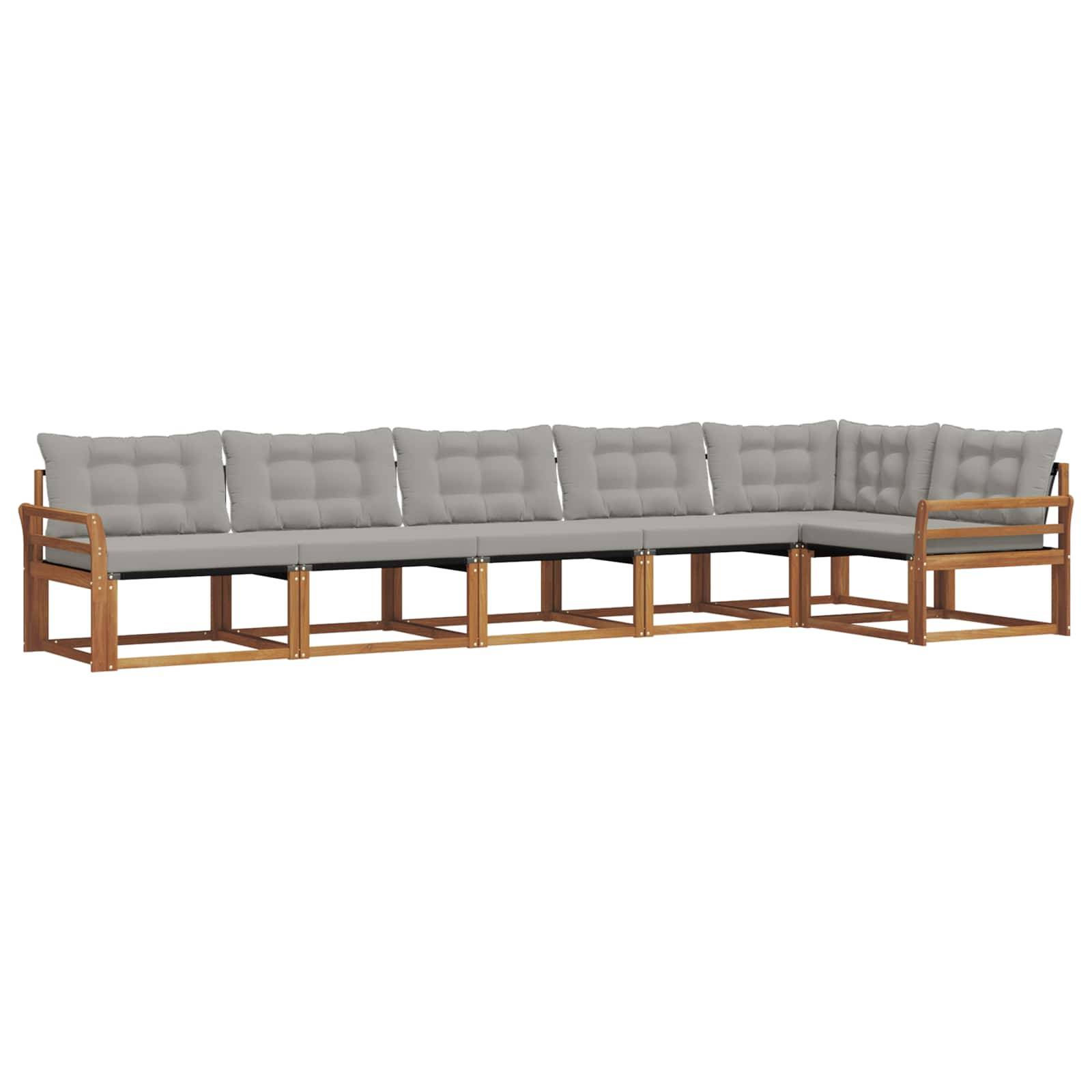vidaXL Outdoor-Sofagarnitur mit Kissen 6 pcs Natürlich und Hellgrau