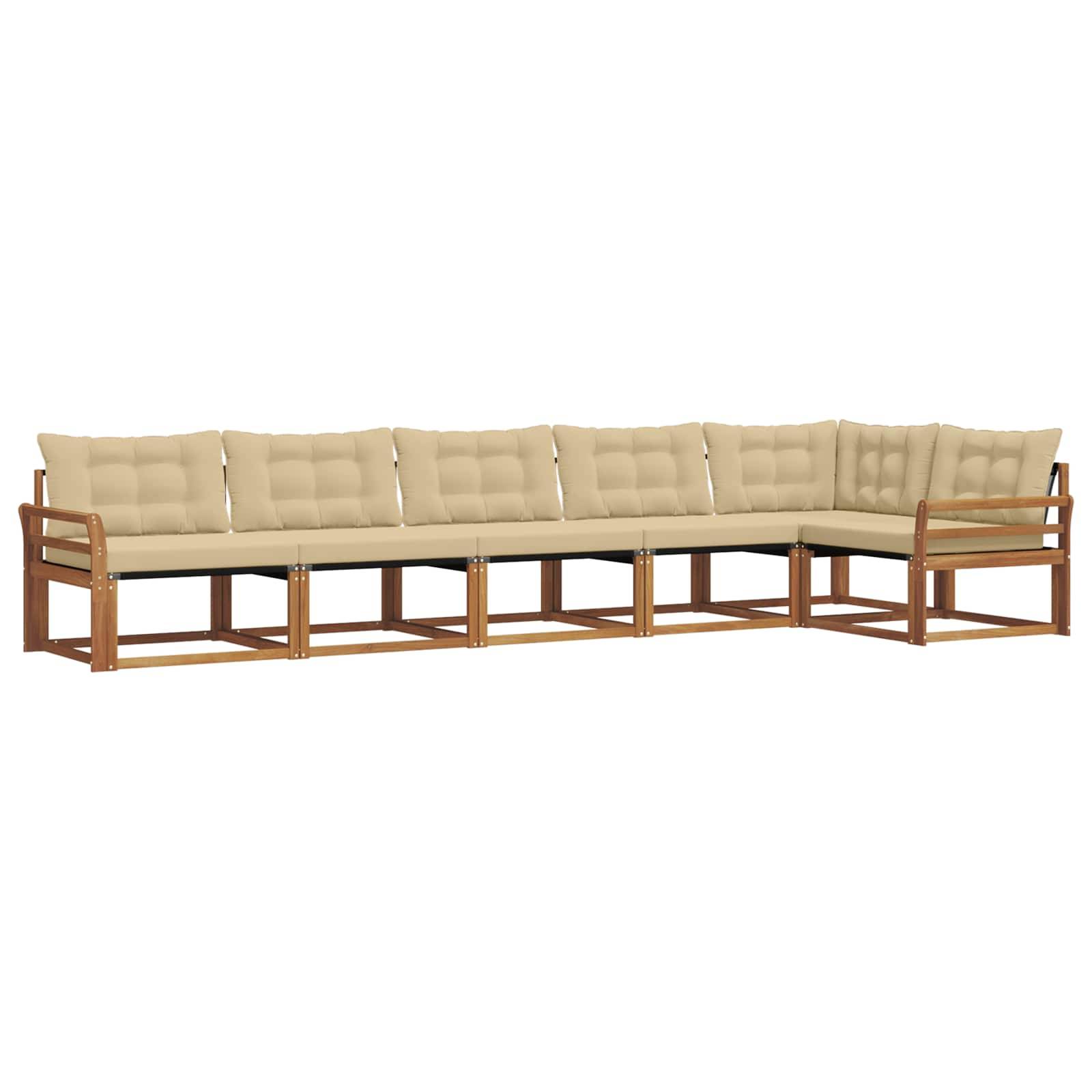 vidaXL Outdoor-Sofagarnitur mit Kissen 6 pcs Natur und Beige