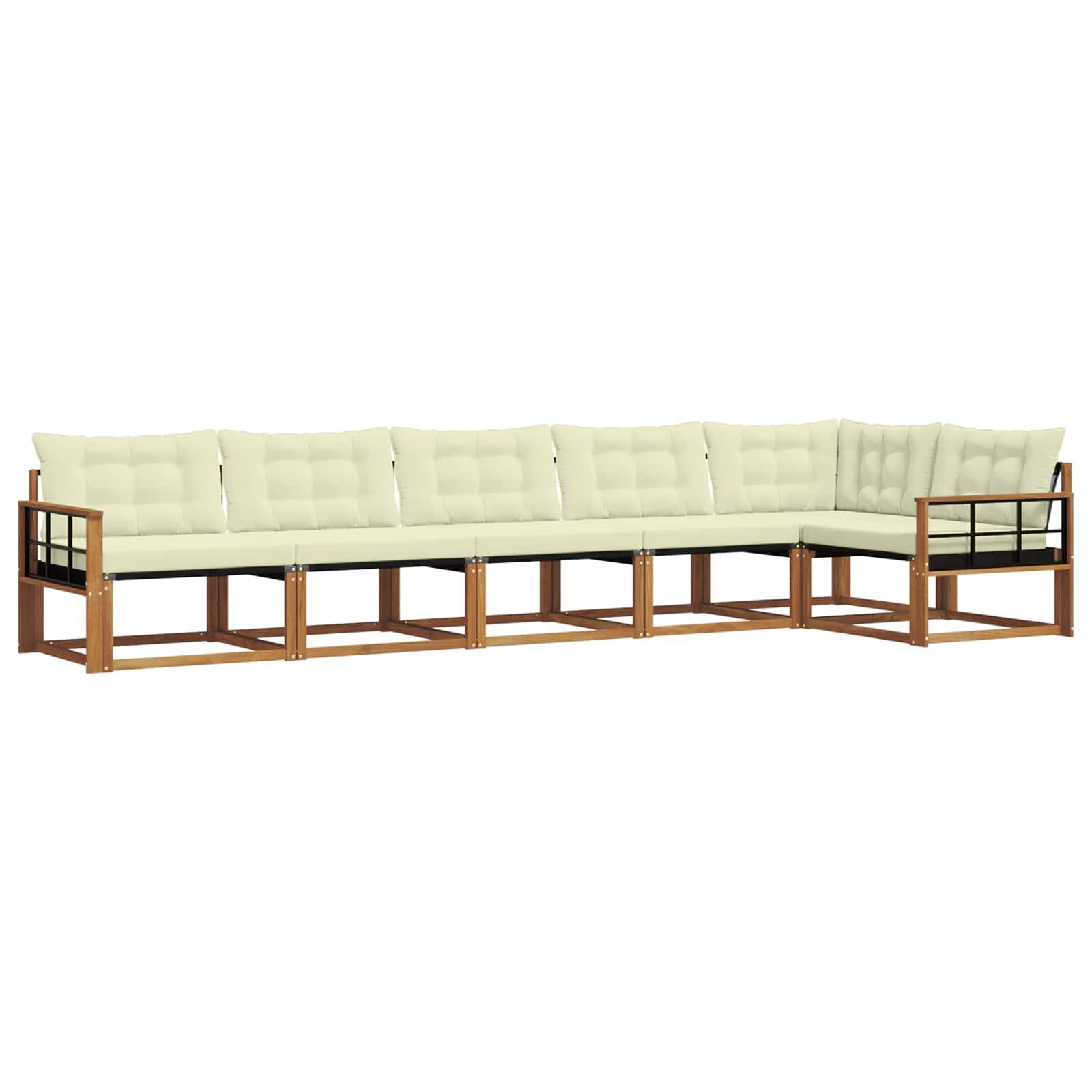 vidaXL Outdoor-Sofagarnitur mit Kissen 6 pcs Natur und Creme