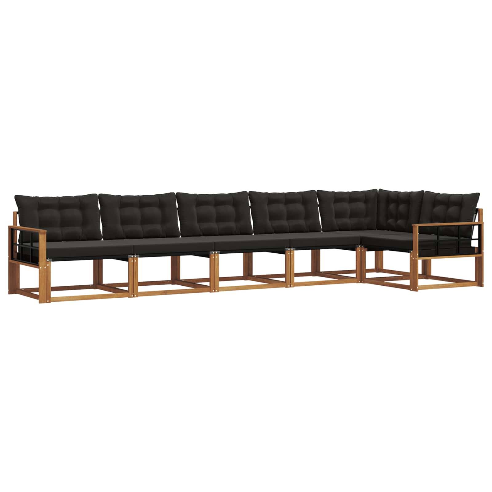 vidaXL Outdoor-Sofagarnitur mit Kissen 6 pcs Natürlich und Schwarz