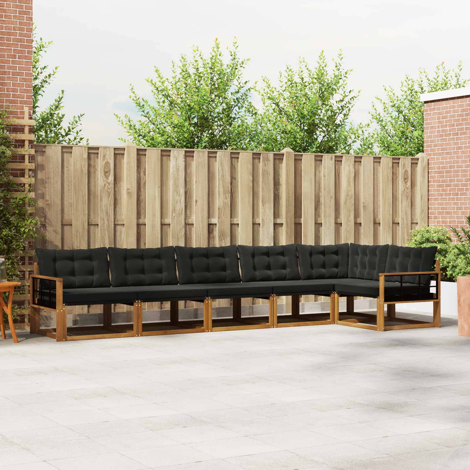 vidaXL Outdoor-Sofagarnitur mit Kissen 6 pcs Natürlich und Schwarz