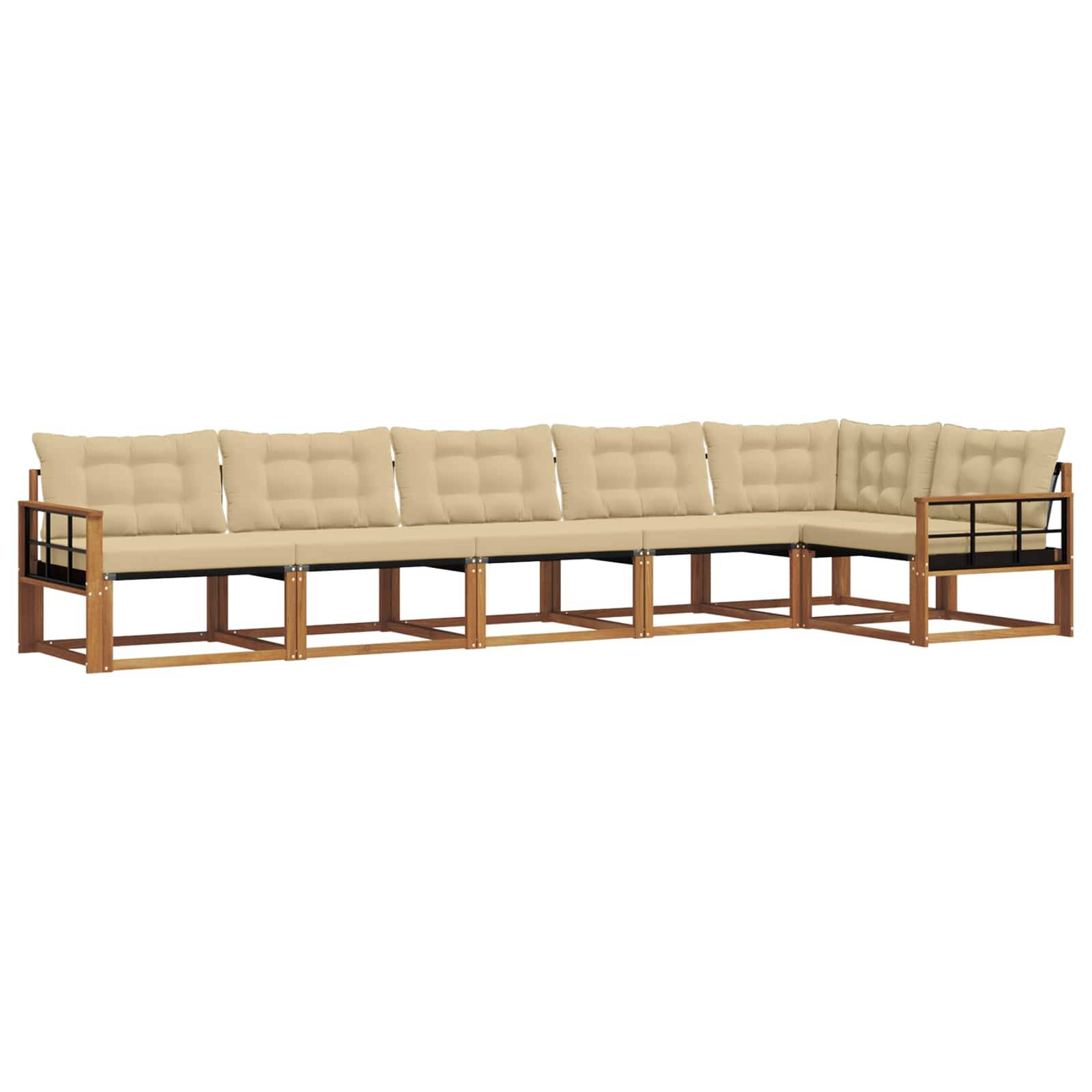 vidaXL Outdoor-Sofagarnitur mit Kissen 6 pcs Natur und Beige
