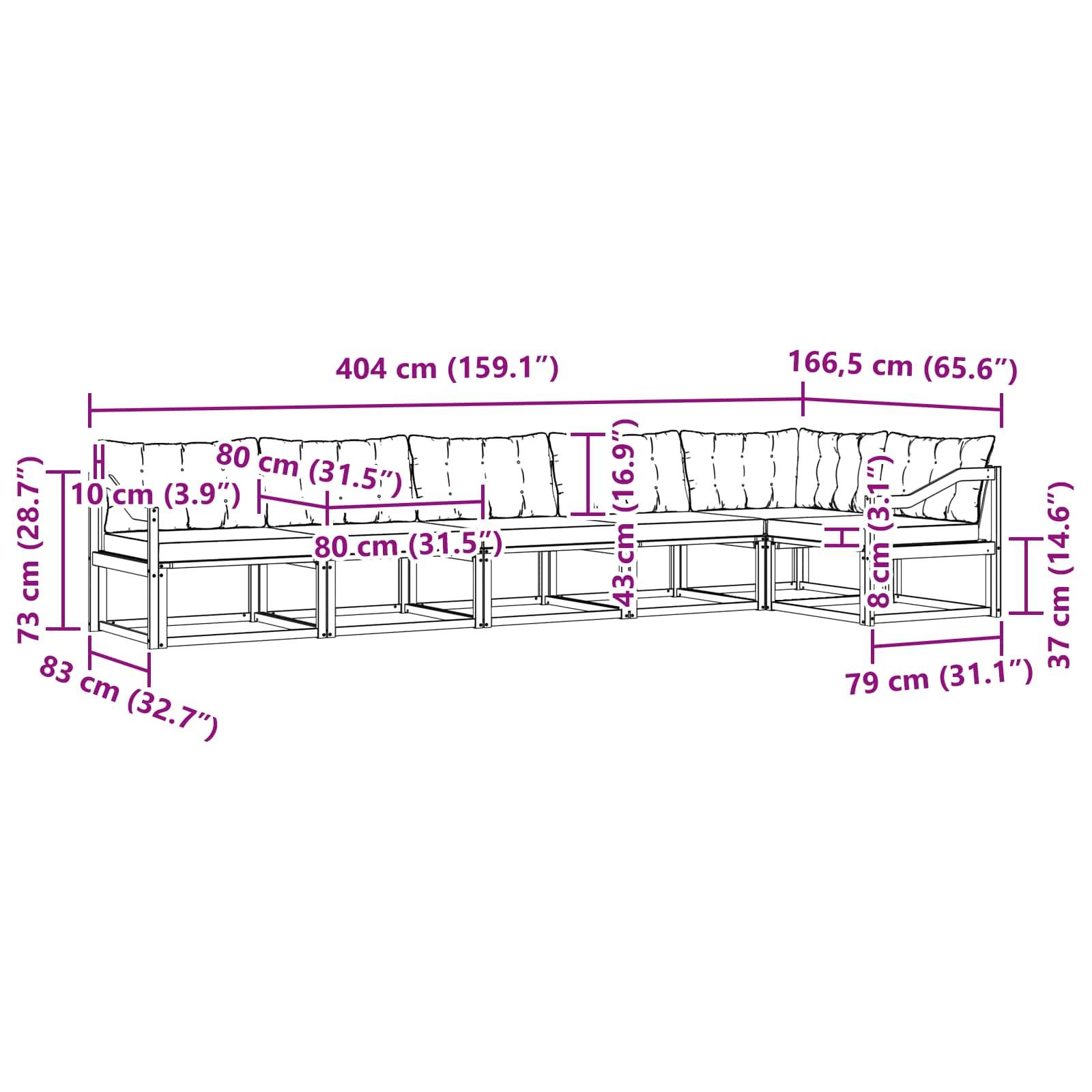 vidaXL Outdoor-Sofagarnitur mit Kissen 6 pcs Weiß und Schwarz
