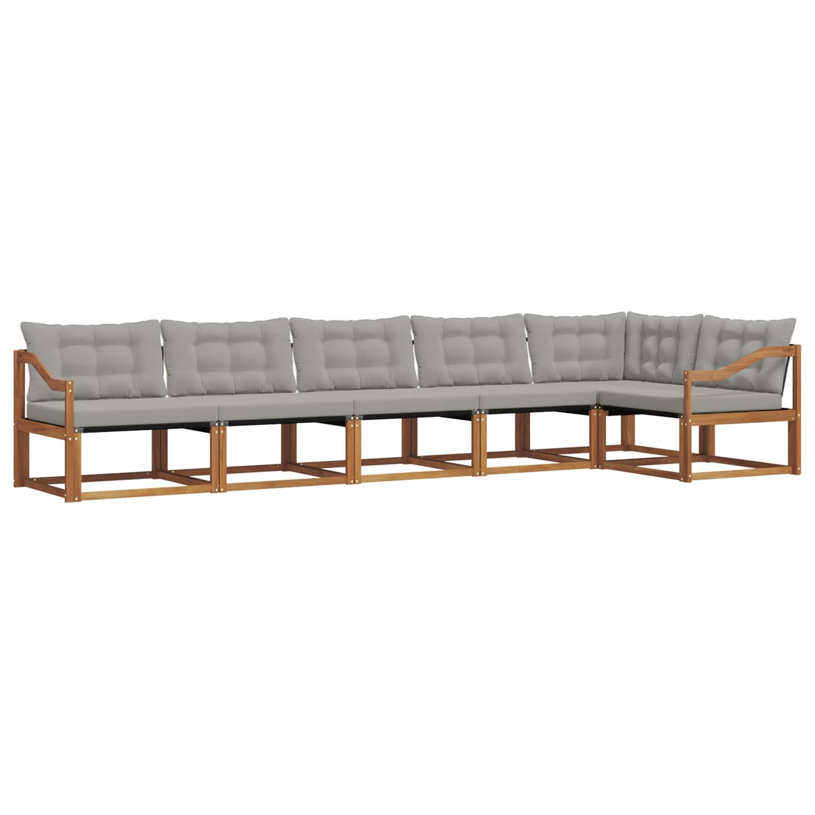 vidaXL Outdoor-Sofagarnitur mit Kissen 6 pcs Natürlich und Hellgrau