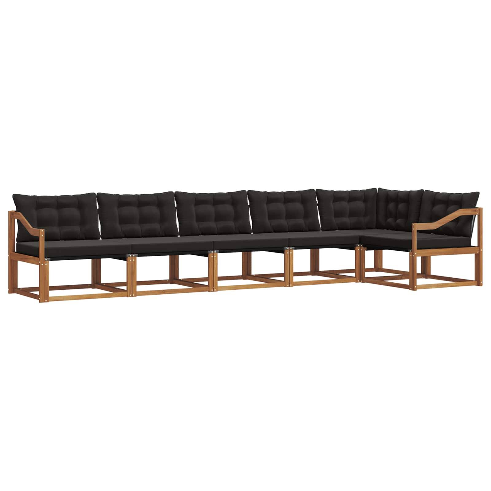 vidaXL Outdoor-Sofagarnitur mit Kissen 6 pcs Natürlich und Schwarz