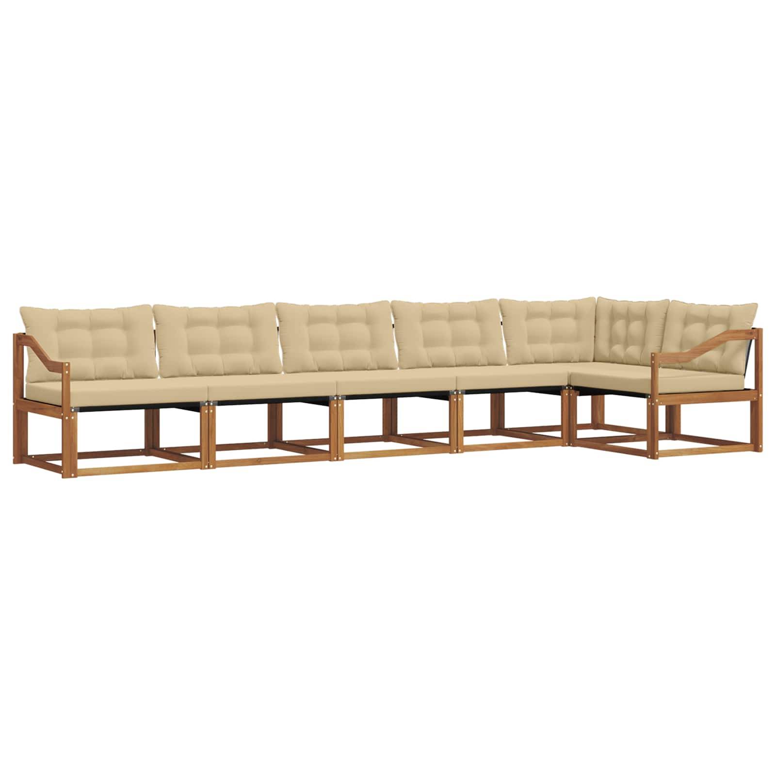 vidaXL Outdoor-Sofagarnitur mit Kissen 6 pcs Natur und Beige