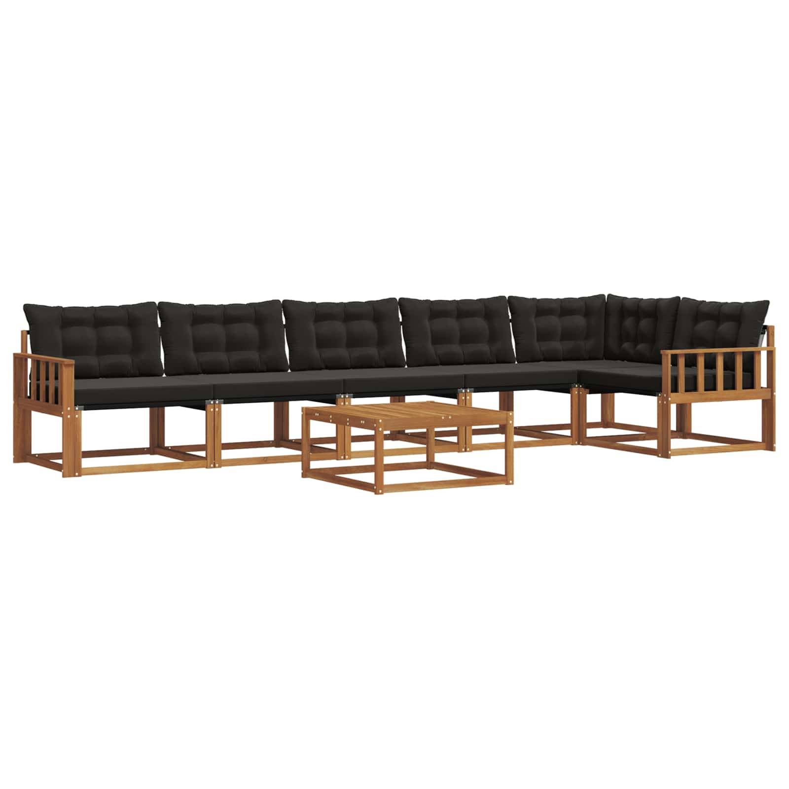 vidaXL Outdoor-Sofagarnitur mit Kissen 7 pcs Natürlich und Schwarz