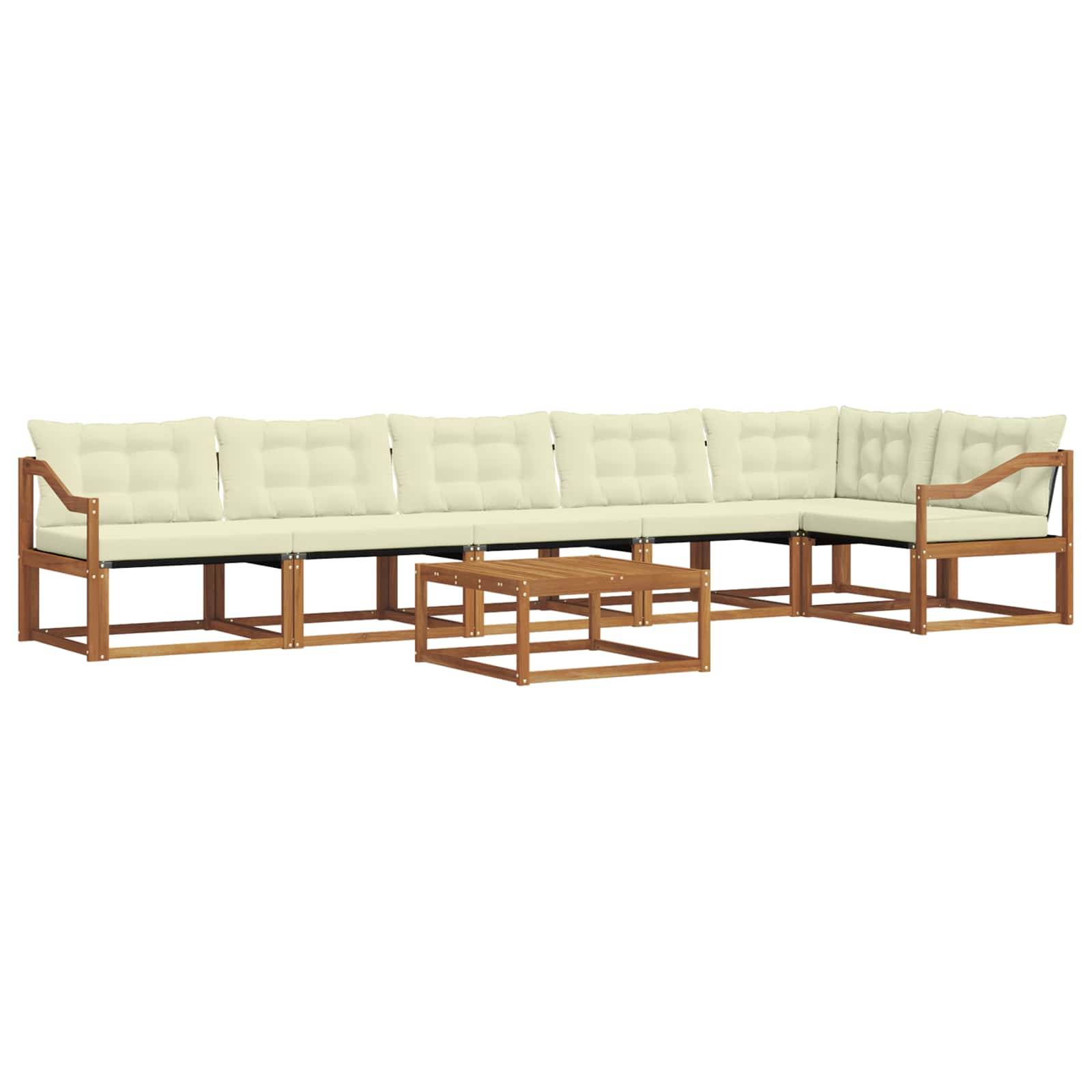 vidaXL Outdoor-Sofagarnitur mit Kissen 7 pcs Natur und Creme