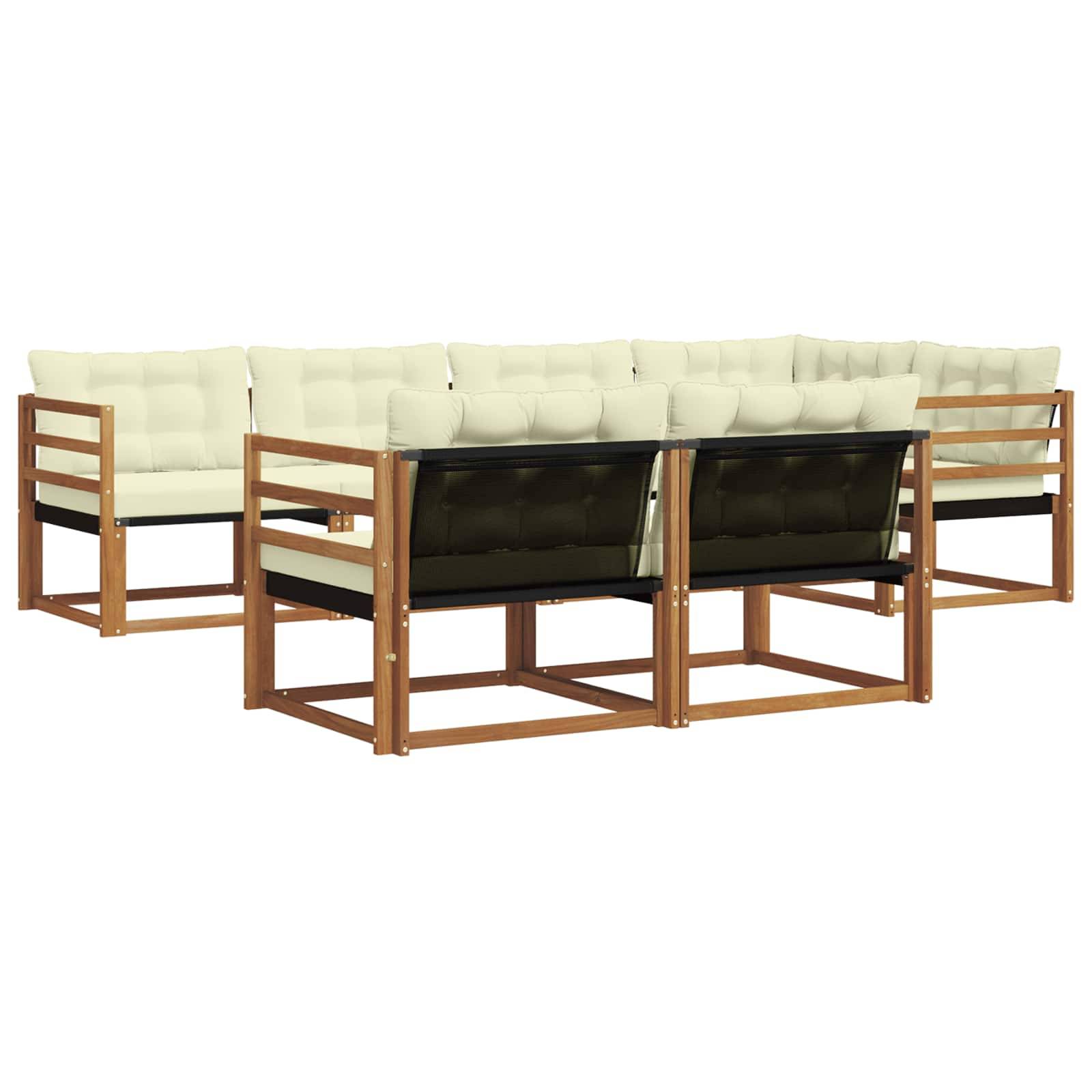 vidaXL Outdoor-Sofagarnitur mit Kissen 7 pcs Natur und Creme