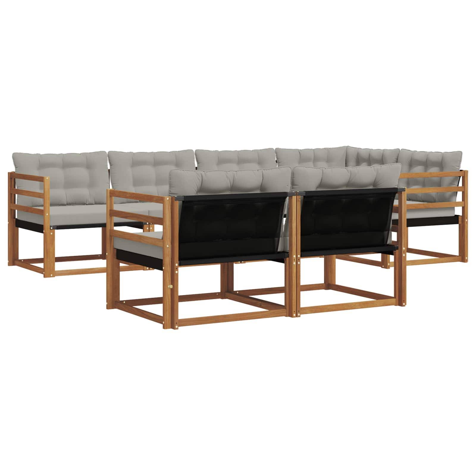 vidaXL Outdoor-Sofagarnitur mit Kissen 7 pcs Natürlich und Hellgrau