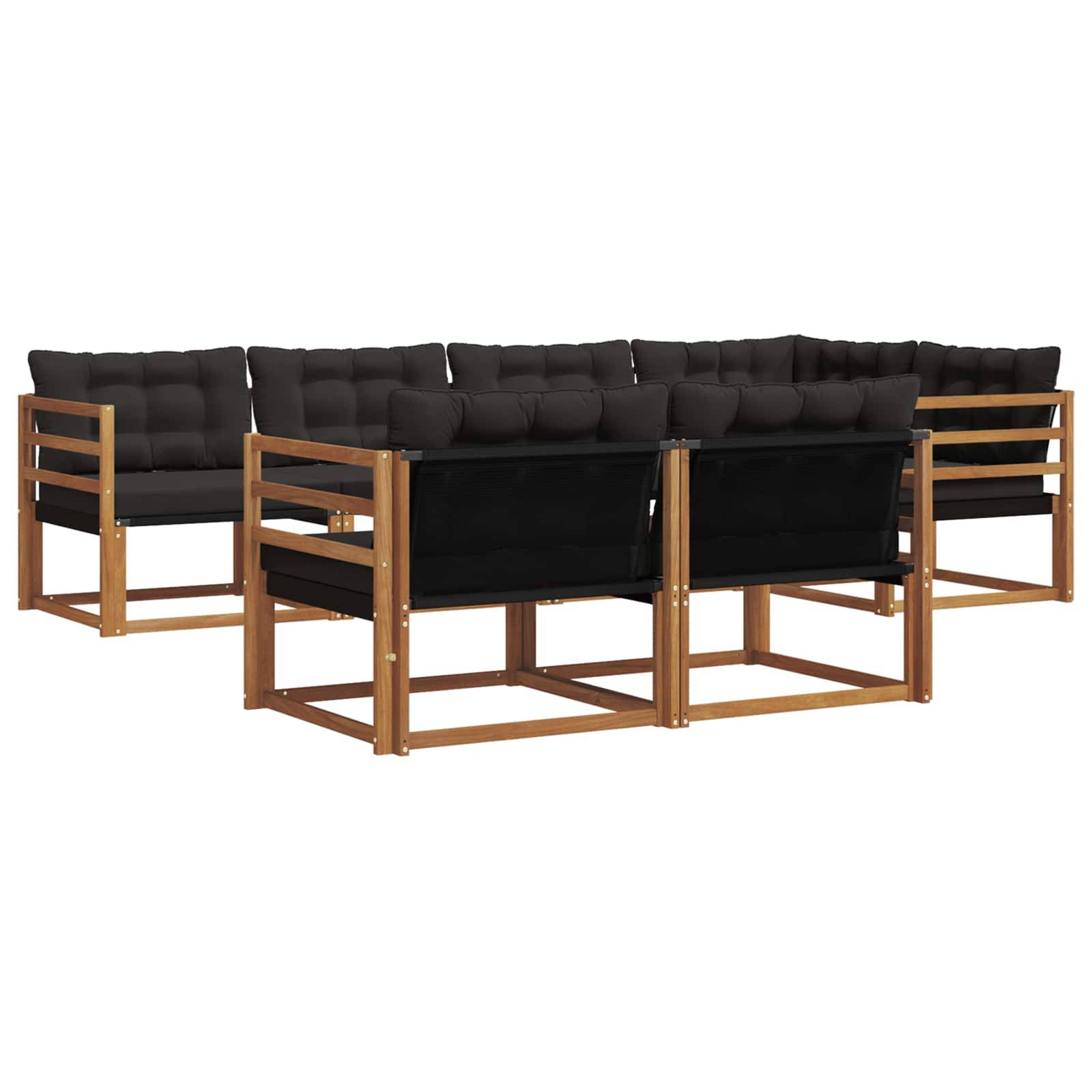 vidaXL Outdoor-Sofagarnitur mit Kissen 7 pcs Natürlich und Schwarz