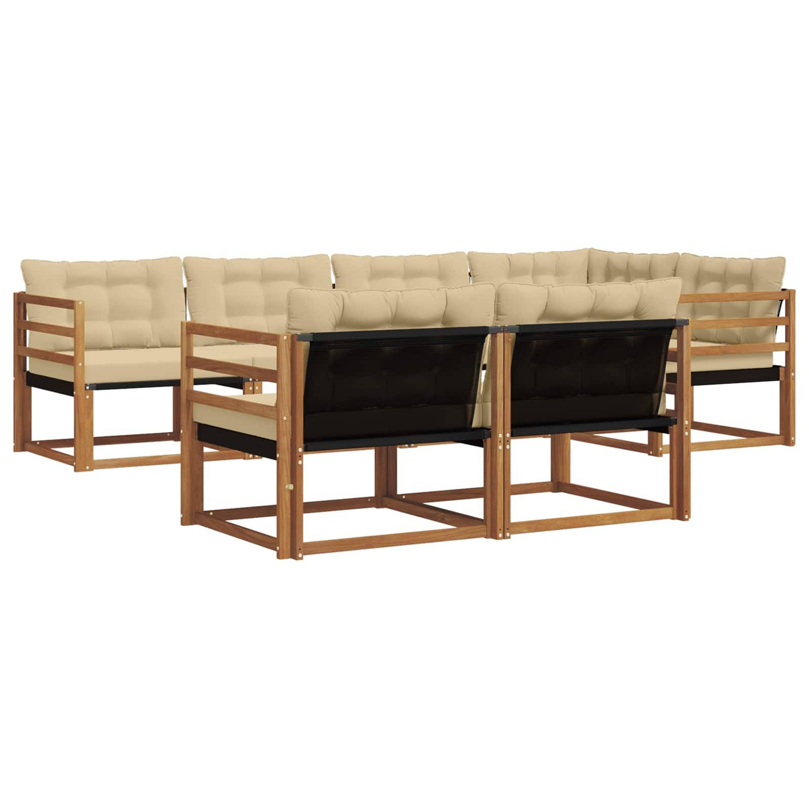 vidaXL Outdoor-Sofagarnitur mit Kissen 7 pcs Natur und Beige