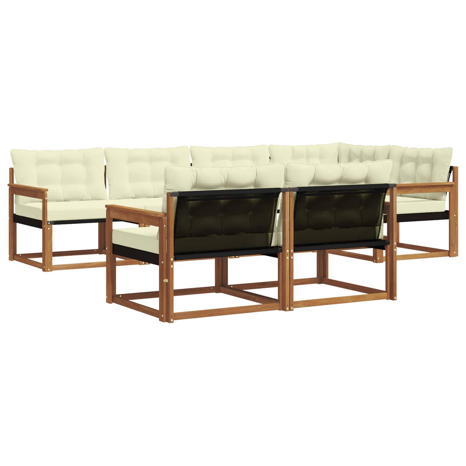 vidaXL Outdoor-Sofagarnitur mit Kissen 7 pcs Natur und Creme