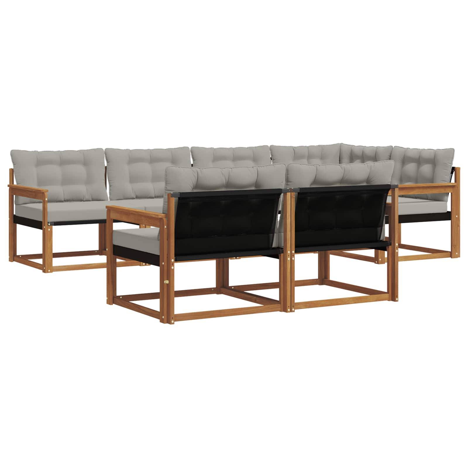 vidaXL Outdoor-Sofagarnitur mit Kissen 7 pcs Natürlich und Hellgrau
