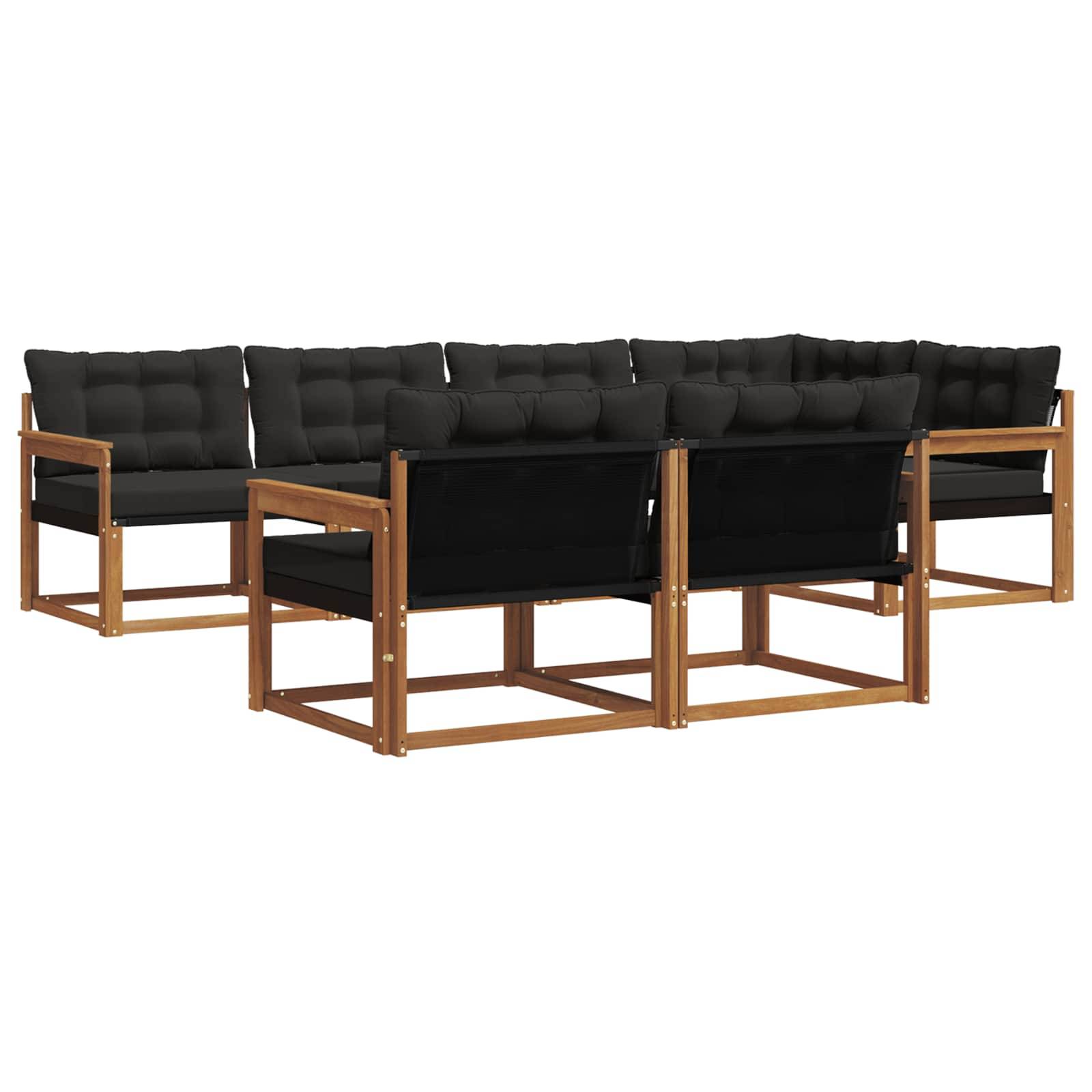 vidaXL Outdoor-Sofagarnitur mit Kissen 7 pcs Natürlich und Schwarz