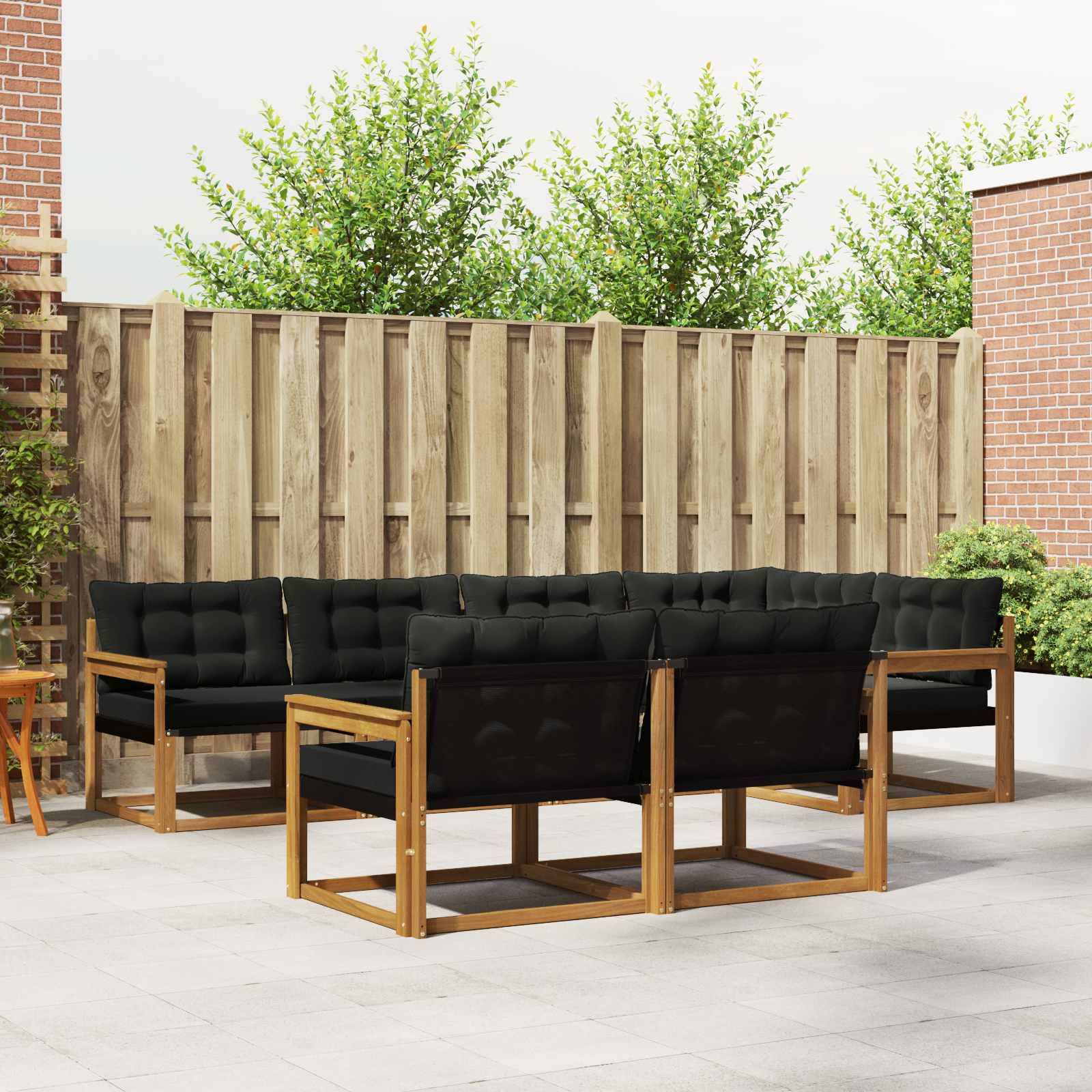 vidaXL Outdoor-Sofagarnitur mit Kissen 7 pcs Natürlich und Schwarz