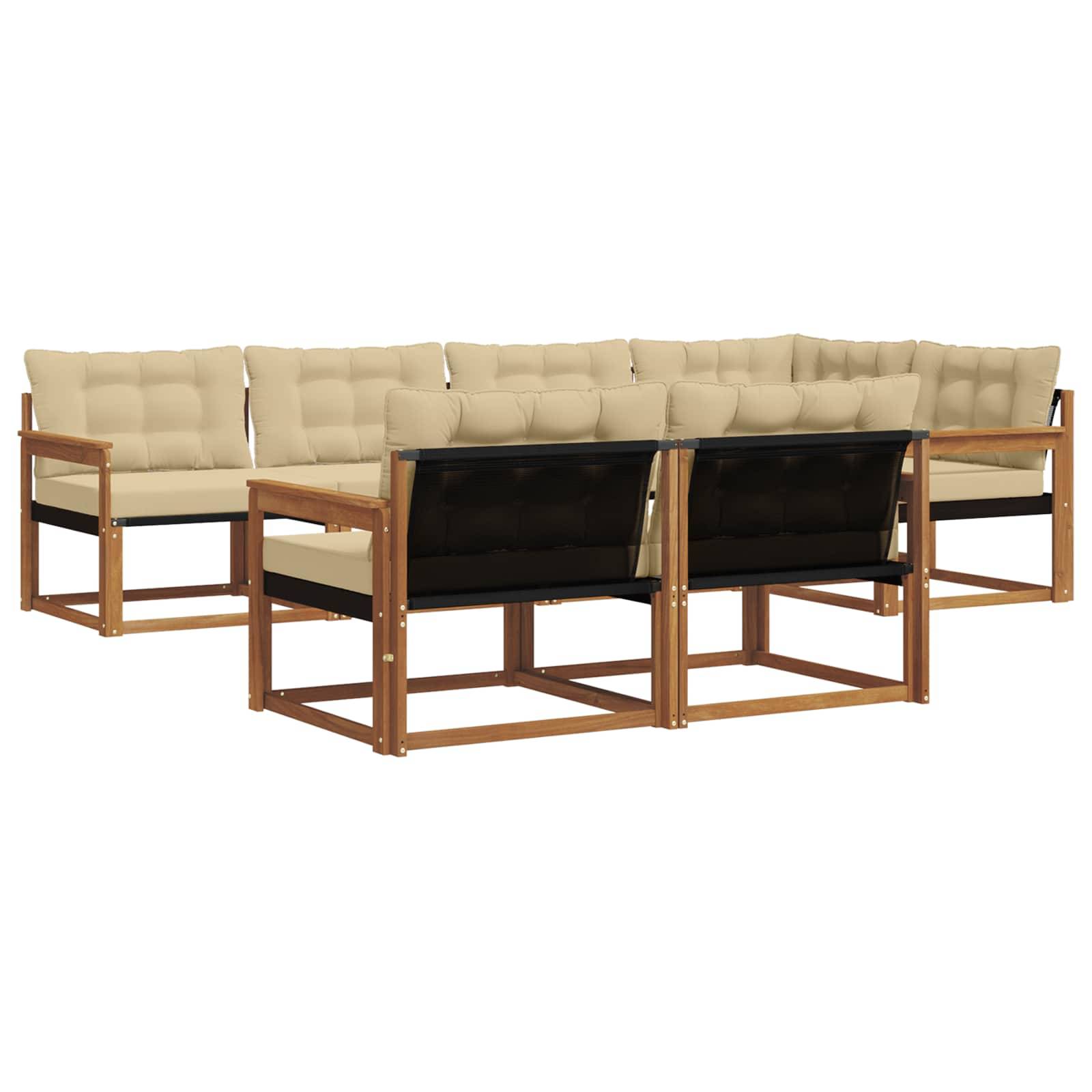 vidaXL Outdoor-Sofagarnitur mit Kissen 7 pcs Natur und Beige
